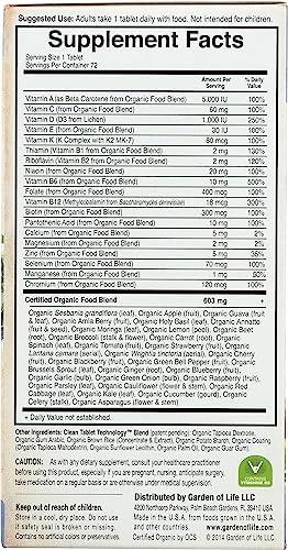 Garden of Life Garden Of Life, Vitamin Men\'s Once Daily Multi, 72 Tablets Organic