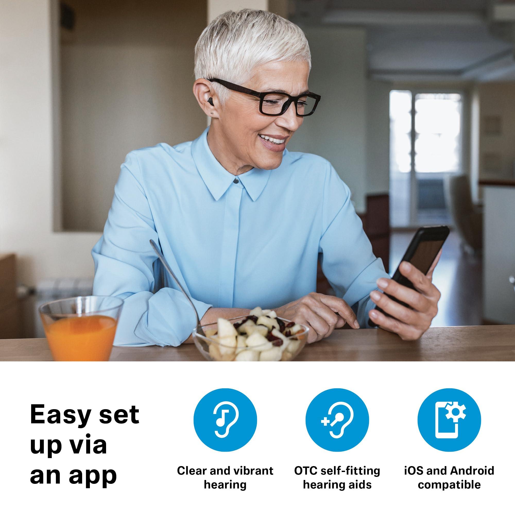 Sennheiser Sennheiser All-Day Clear Slim Bluetooth Hearing Aids - OTC Hearing Aids with Bluetooth - Self-Fitting, Programmable Sound - FDA Cleared - Light Grey
