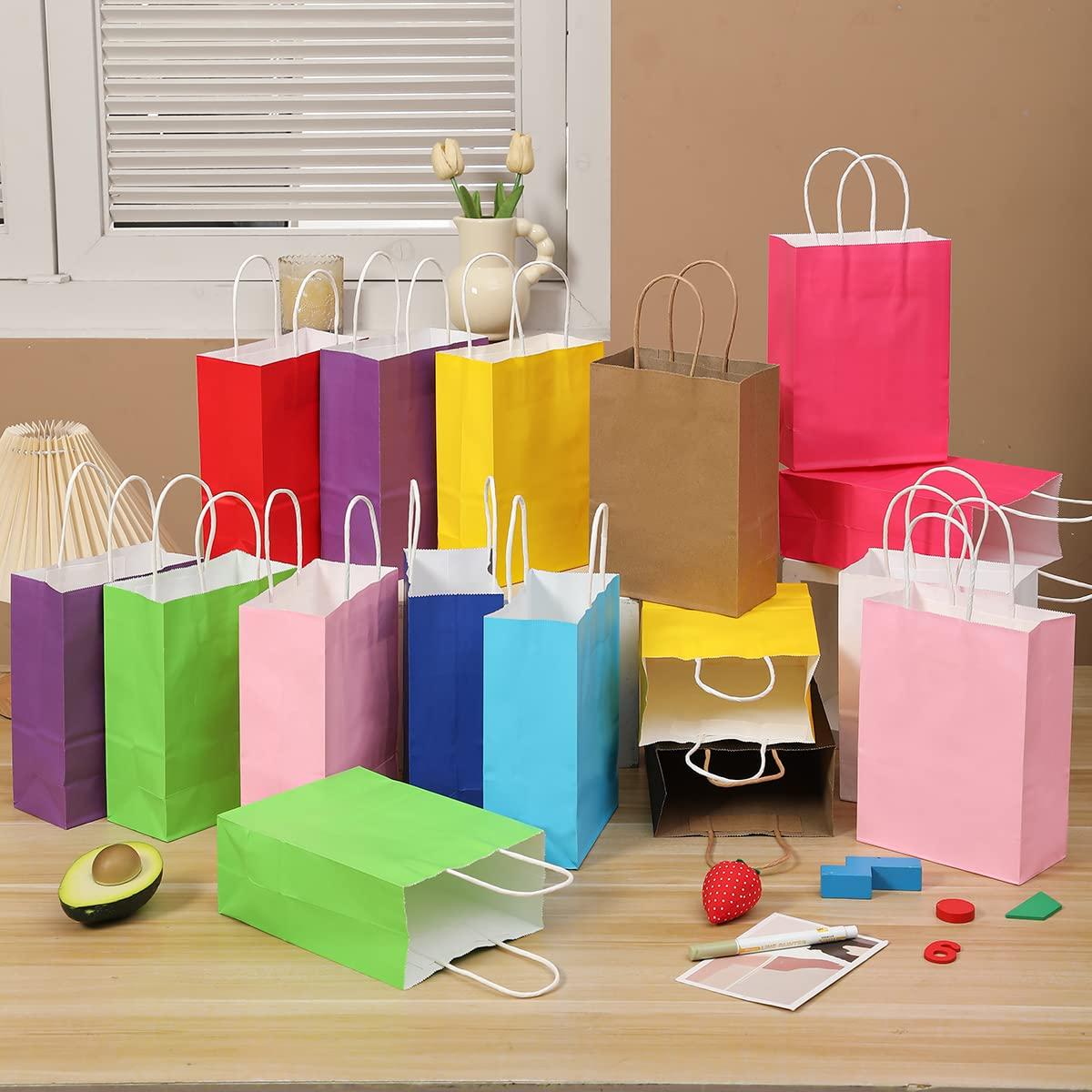 Vammy Vammy 32 Pack Small Gift Paper Bags 5.9x3.15x8.27 inch, Party Favor Gift Bags with Handles, Kraft Paper Gift Bags Bulk for Birthday Wedding Party Favors Baby Shower Grocery Retail Shopping Business
