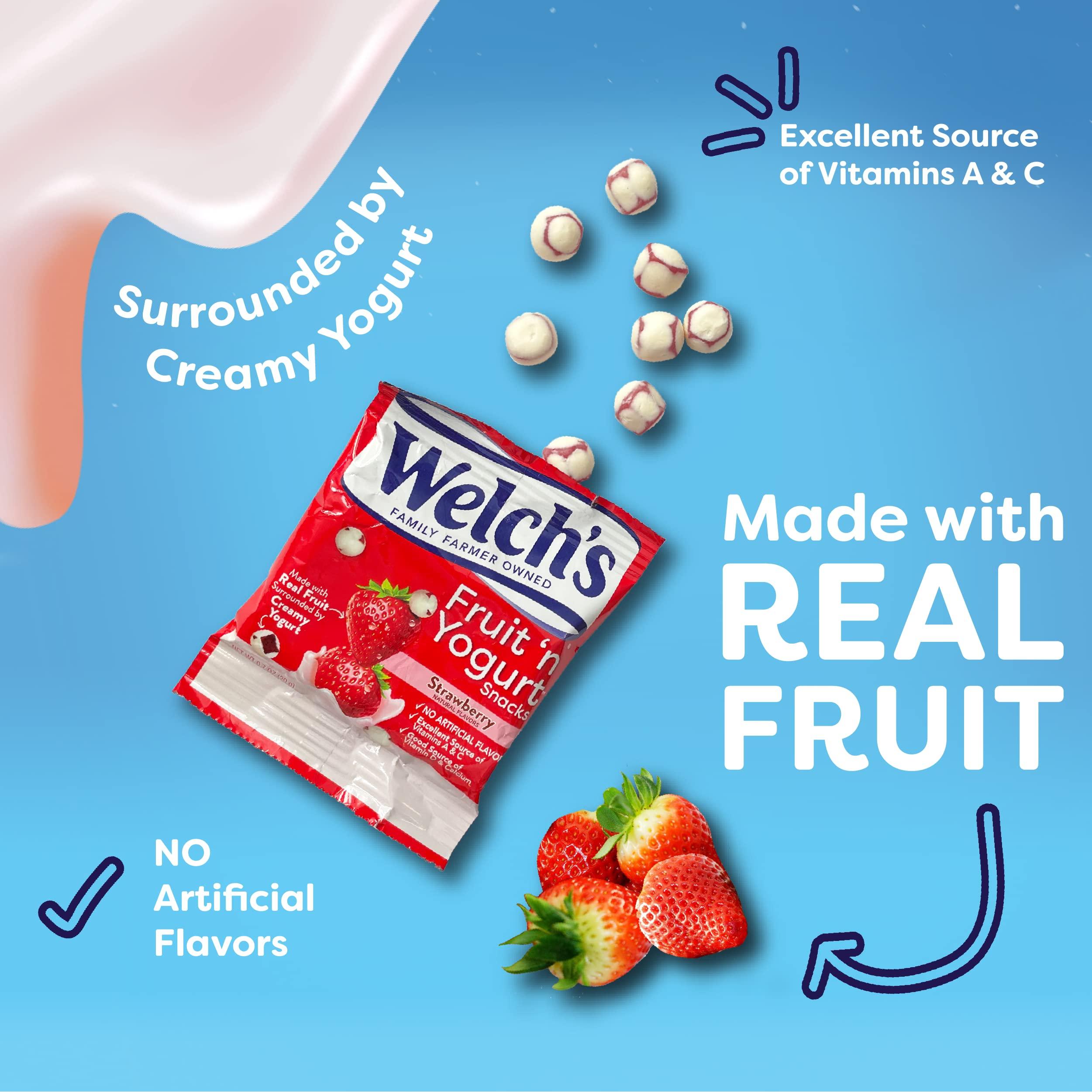 Welch\'s Welch\'s Fruit Snacks, Fruit \'n Yogurt Variety Pack, Strawberry, Blueberry Acai, Mango Peach, Bulk Pack, Individual Single Serve 0.7 oz Bags (Pack of 42)