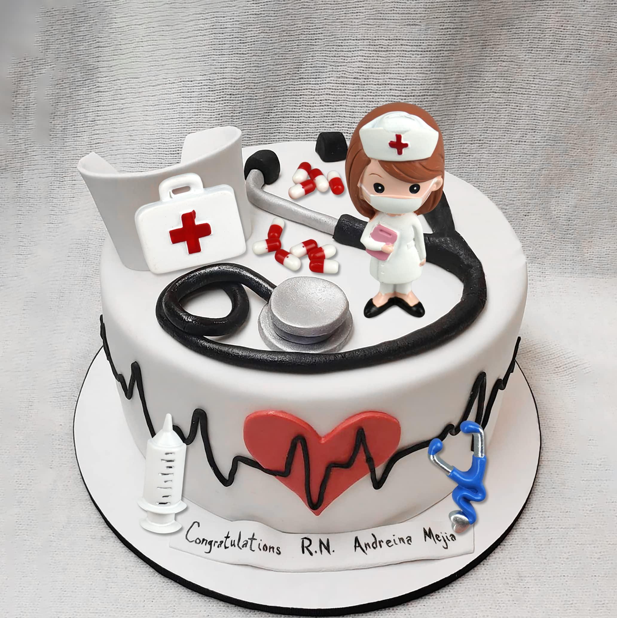 BANBALLON 19PCS Nurse Cake Toppers Nursing Cupcake Toppers Medicine Stethoscope Medical Instruments Decorations for Medical Rn Doctor Nurse Themed Party Supplies Nursing Graduation Cupcake Decorations
