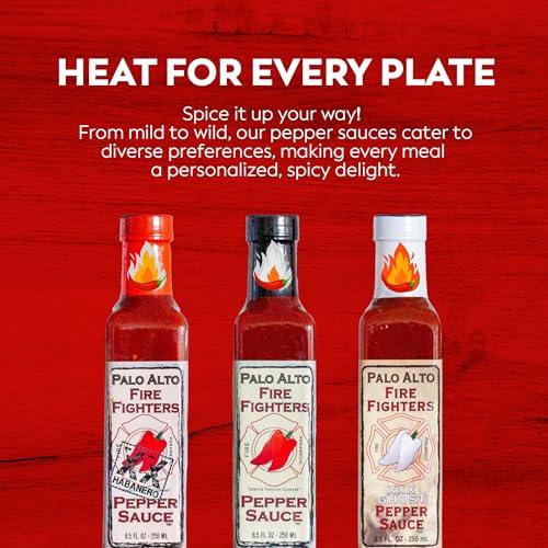 PALO ALTO FIREFIGHTERS Palo Alto Firefighters Pepper Sauce (8.5oz) - Salt Free Pepper Plant Hot Sauce, No Sodium Hot Pepper Sauce, No Salt Sauces