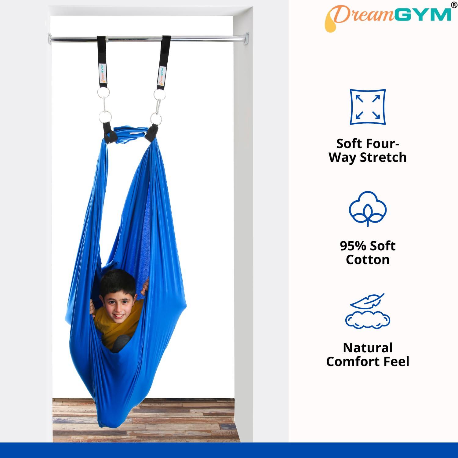 DreamGYM DreamGYM Doorway Sensory Swing Kit - Blue Compression Swing - 95 Cotton