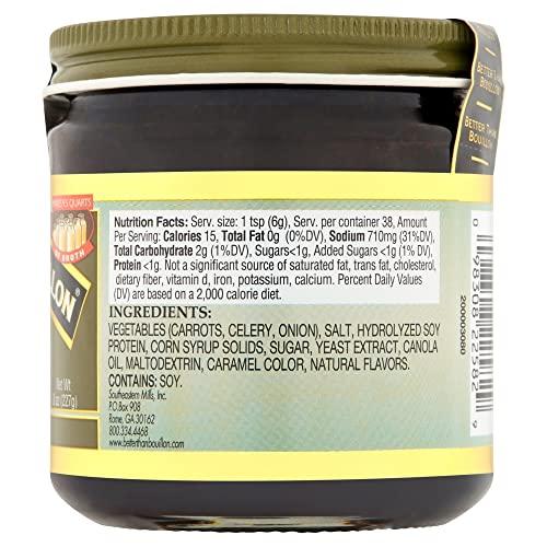 Better Than Bouillon Better Than Bouillon Vegetarian No Beef Base, Made with Seasoned Vegetables, Certified Vegan, Makes 9.5 Quarts of Broth, 38 Servings, 8-Ounce Jar (Pack of 2)