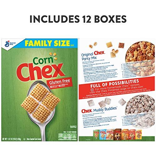 Chex Corn Chex Breakfast Cereal, Gluten Free, Family Size, 18 oz (Pack of 12)