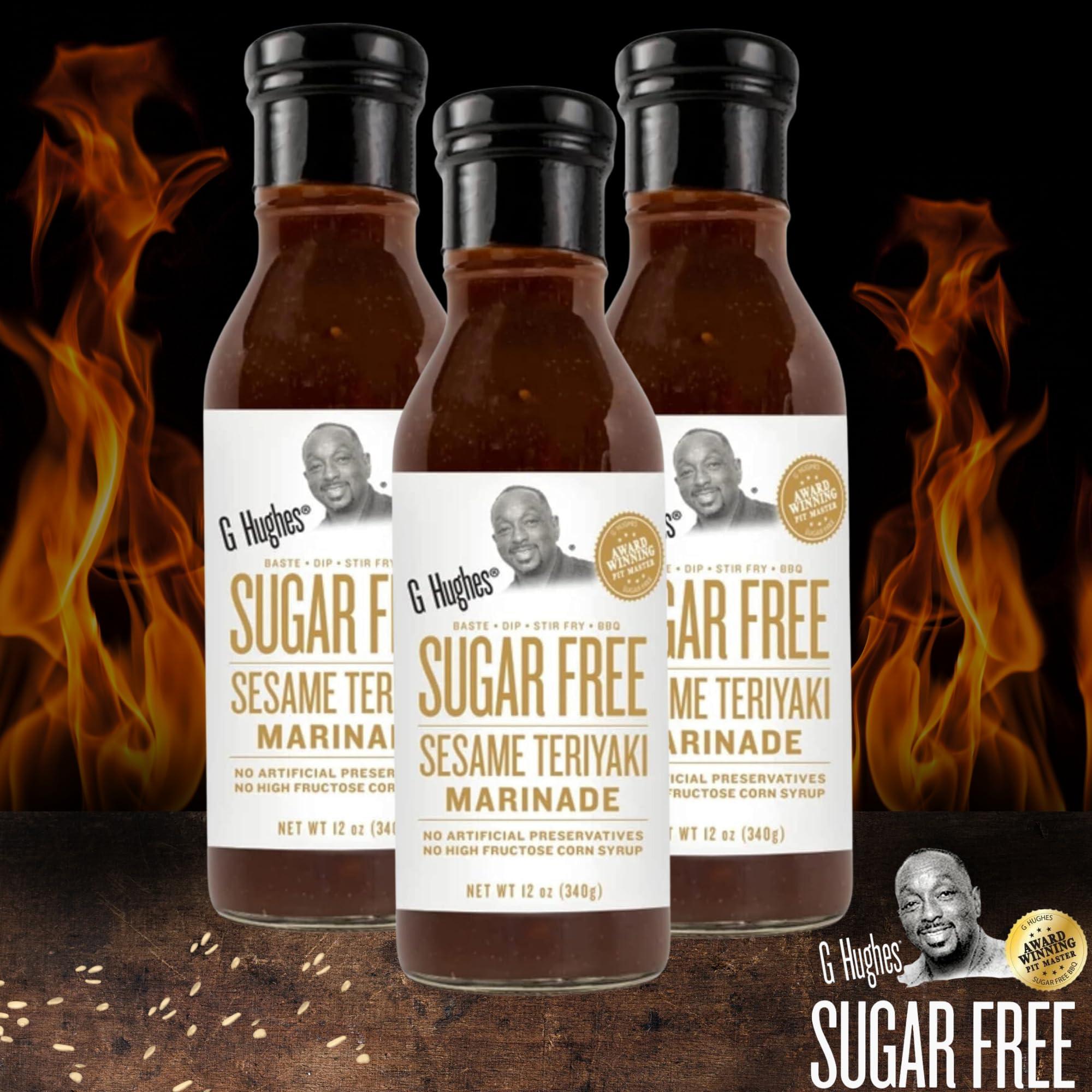 G Hughes G Hughes Sugar Free Sesame Teriyaki Marinade - Gluten Free Teriyaki Sauce, Asian Sauces, Sugar Free BBQ Sauces, No Added Sugar - 12 Oz (3-Pack)