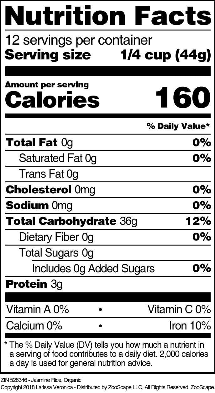 Larissa Veronica Jasmine Rice, Organic (16 oz, ZIN: 526346) - 3 Pack