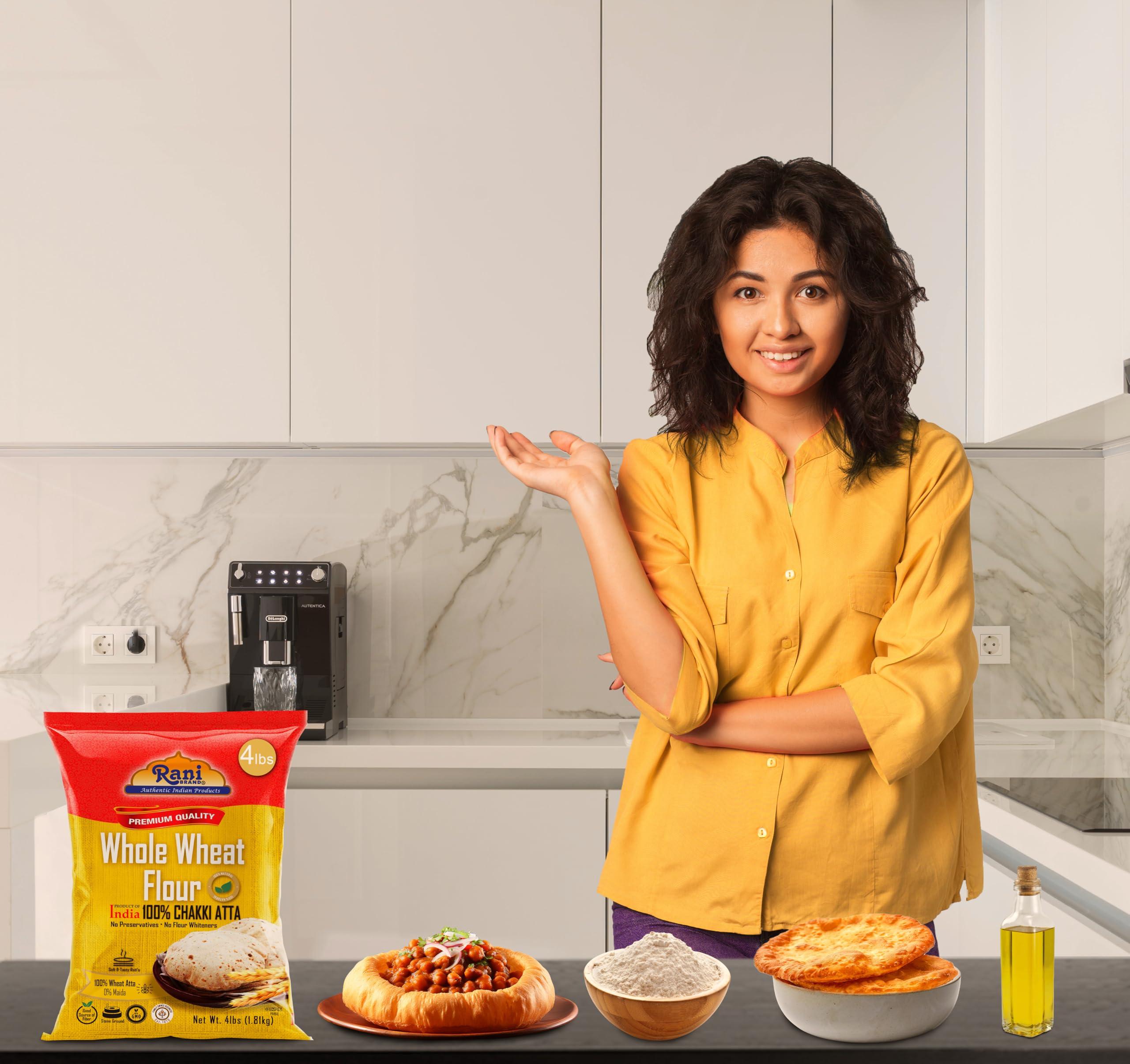 Rani Brand Authentic Indian Products Rani Chapati Flour (100% Pure Whole Wheat Atta), For Making Roti & Indian Breads 64oz (4lbs) 1.81kg Bulk ~ All Natural | Vegan | No Salt or Colors | NON-GMO | Kosher | Indian Origin