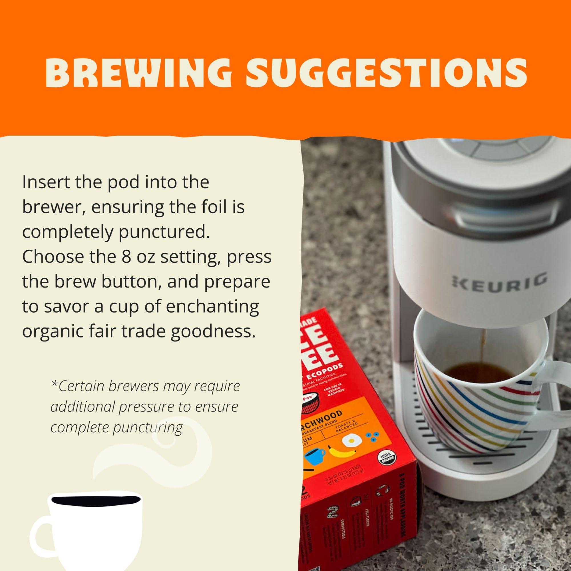 Peace Coffee Peace Coffee Birchwood Coffee Pods | Breakfast Blend, Medium Roast | Organic Fair Trade | Shade Grown, Fresh Roasted | 72 Count