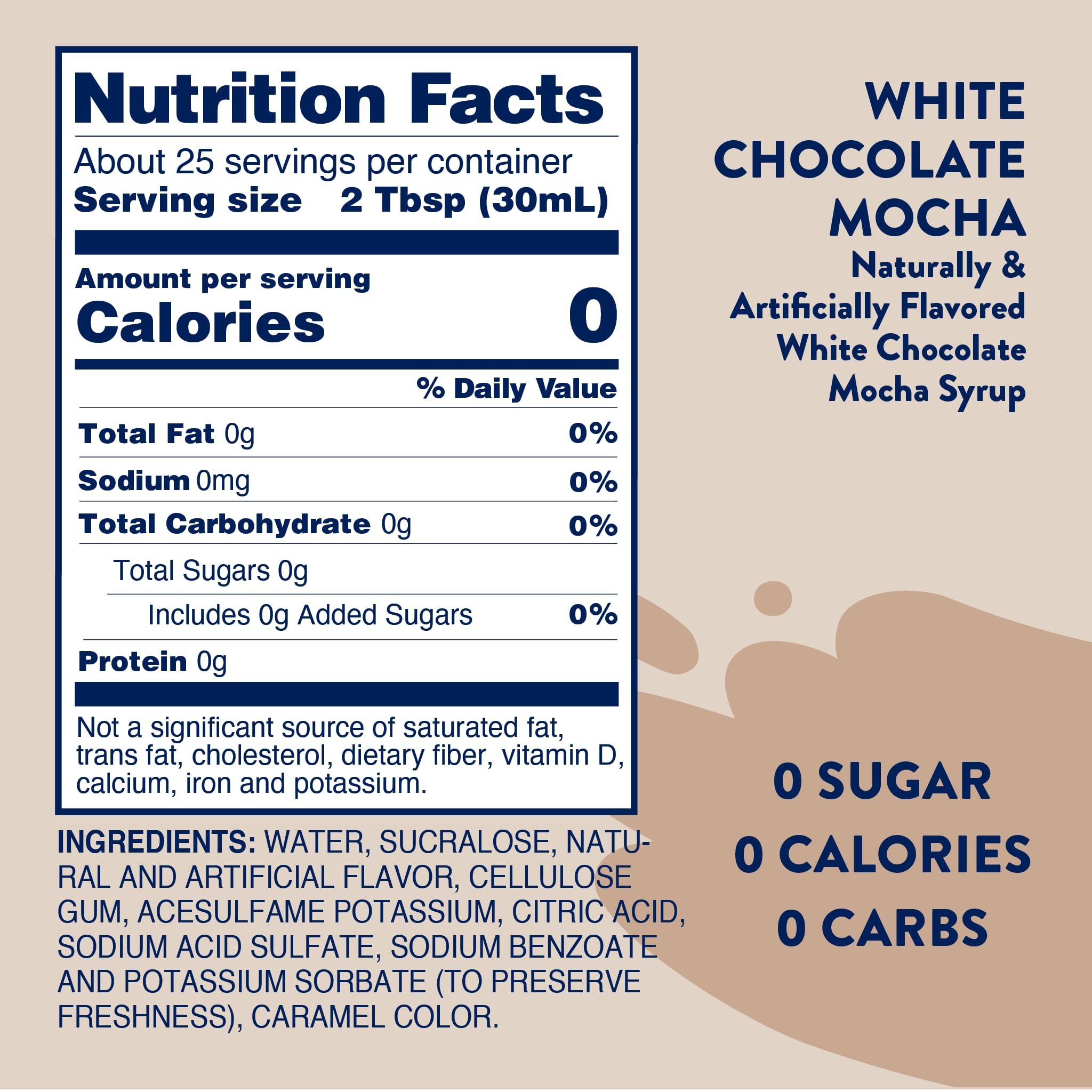 Jordan's Skinny Mixes Jordan\'s Skinny Syrups Sugar Free Coffee Syrup, White Chocolate Mocha Flavor Mix, Zero Calorie Flavoring for Chai Latte, Protein Shake, Cocktail & More, Gluten Free, Keto Friendly, 25.4 Fl Oz, 1 Pack