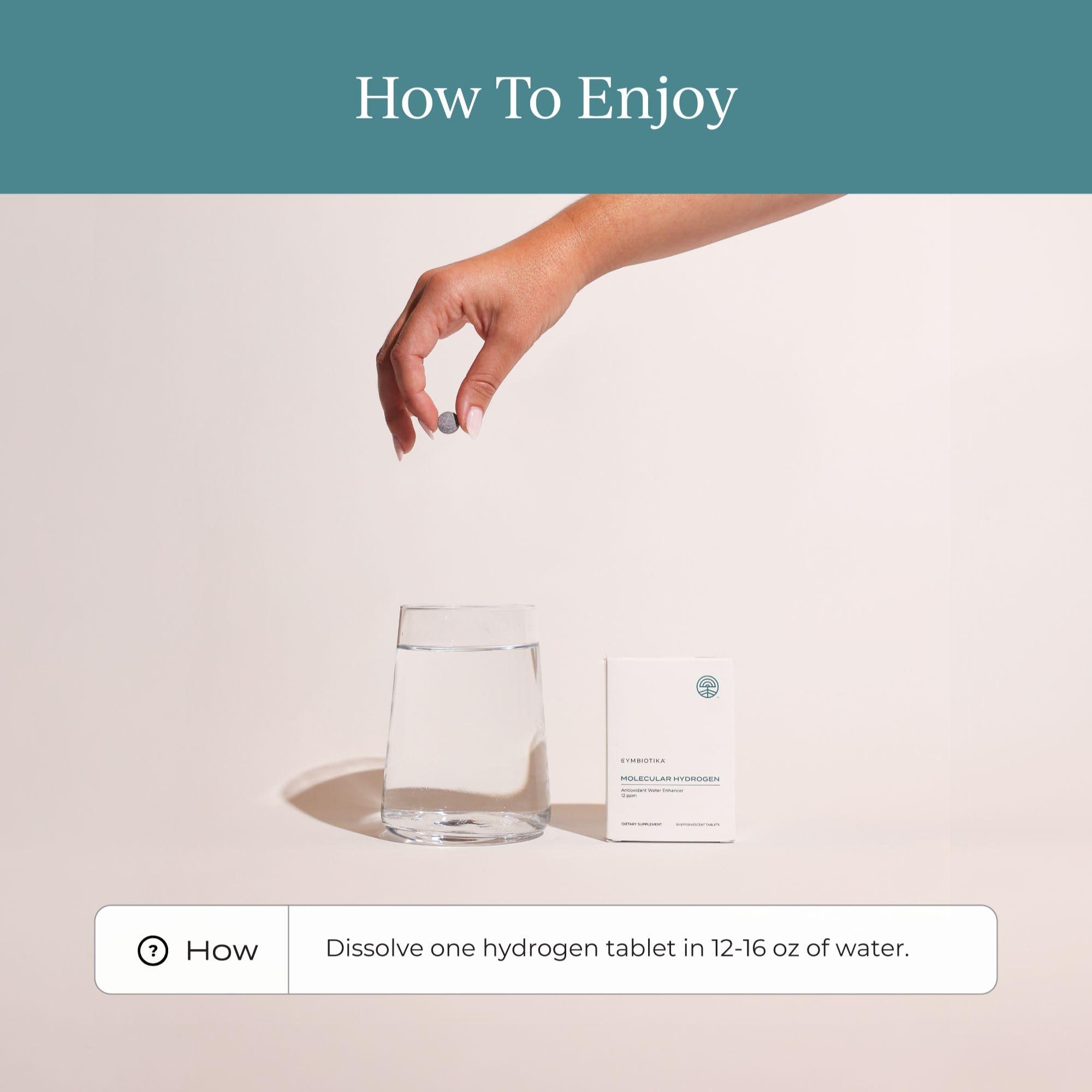 CYMBIOTIKA CYMBIOTIKA Molecular Hydrogen Water Tablets with Magnesium, Energy Boost, Gluten Free, Keto Antioxidant Drink, Fast Dissolving Supplements, Helps Fight Inflammation & Stress 30 Tablets, 12 ppm