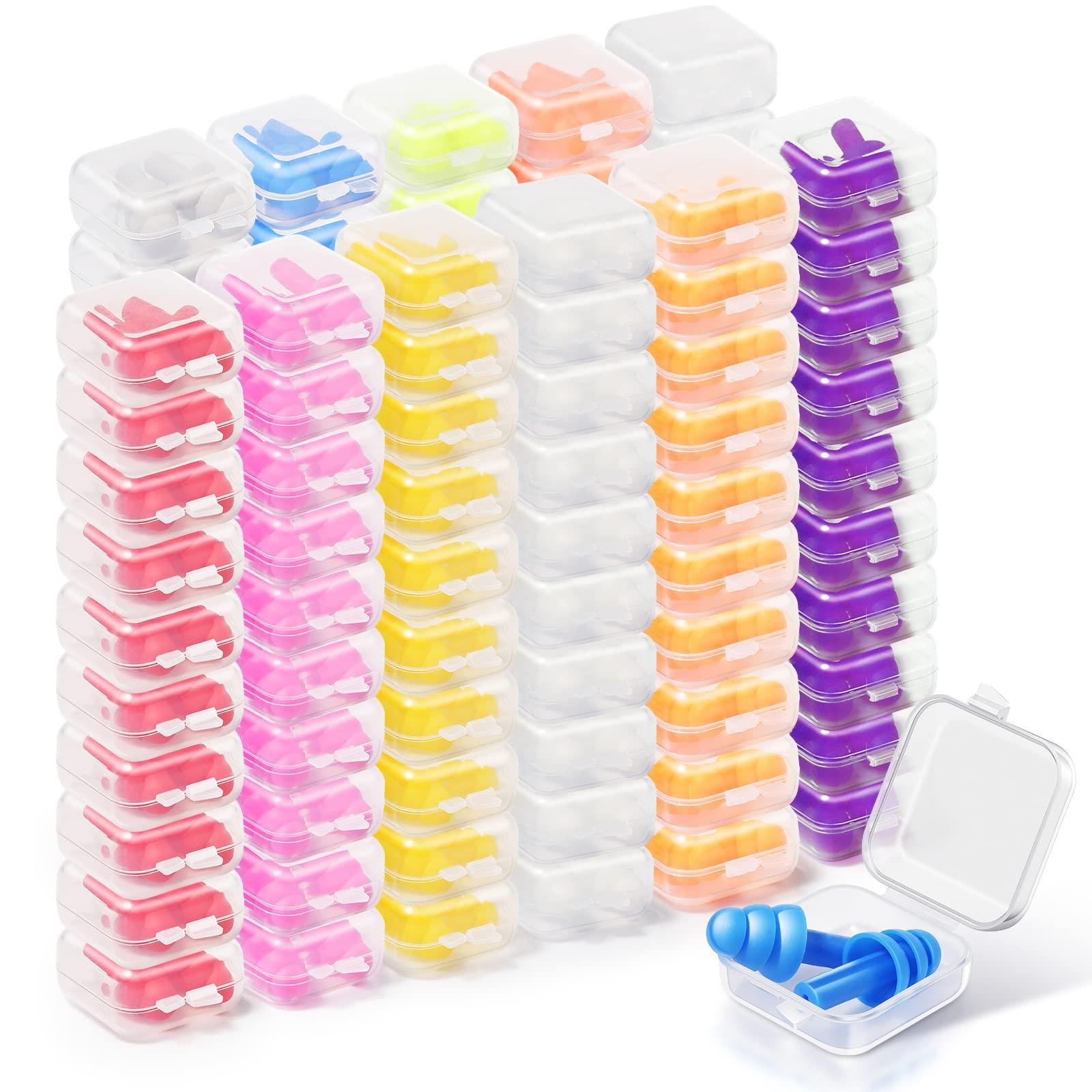 Tondiamo 150 Pairs Silicone Ear Plugs Bulk Individually Wrapped Noise Cancelling Earplugs for Sleeping Reusable Noise Reduction Earplugs Colorful Soft Ear Plugs with Carry Case for Swimming Snoring