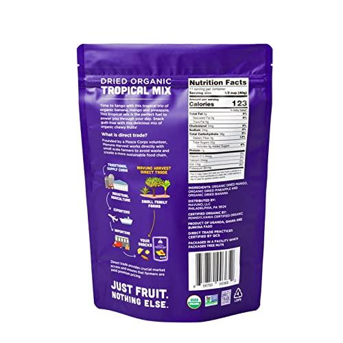 Mavuno Harvest Mavuno Harvest Tropical Mix Dried Fruit Snack | Unsweetened Organic Mixed Dried Fruit | Gluten Free Healthy Snacks for Kids and Adults | No Sugar Added, Vegan, Non GMO | 1 Pound Resealable Bag