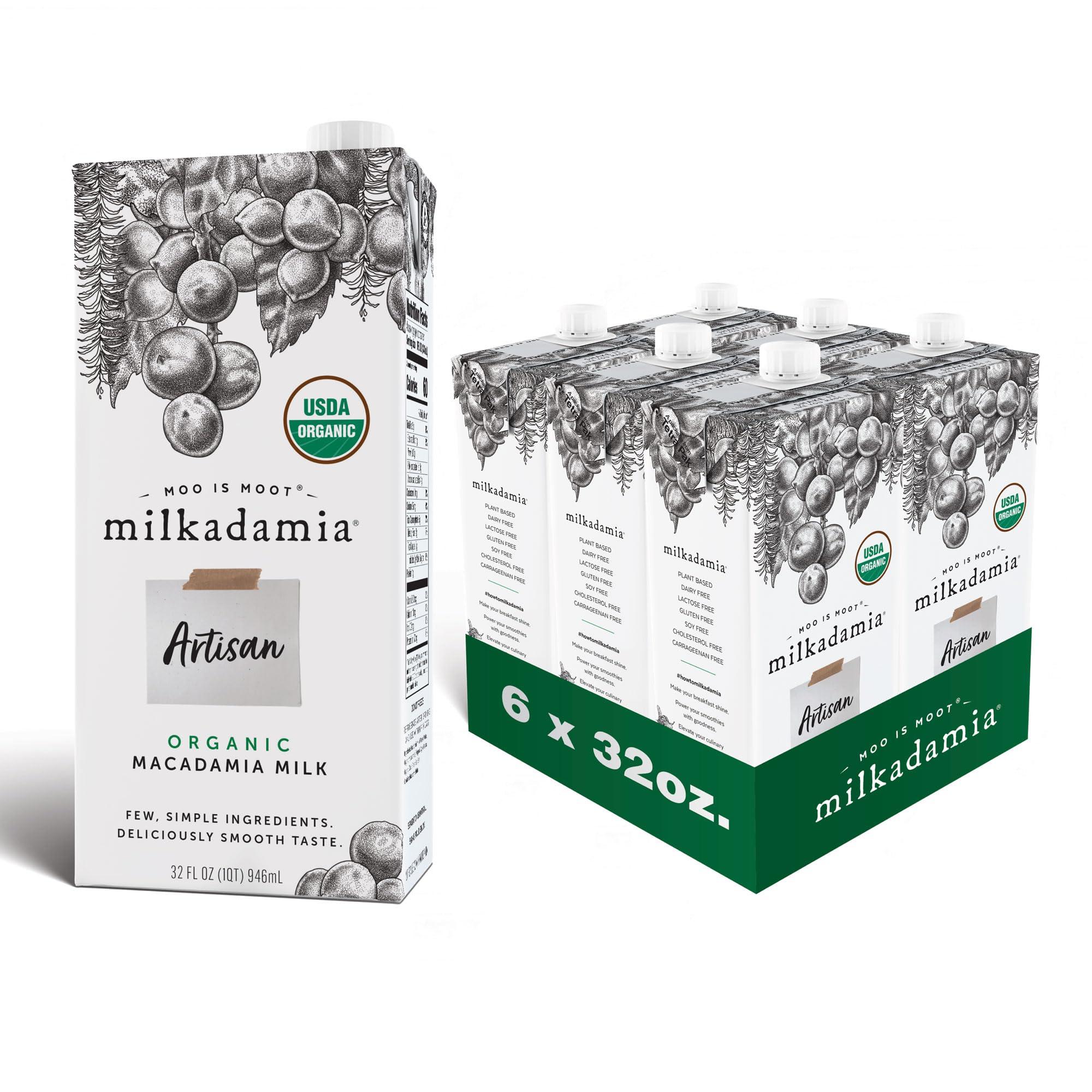 Milkadamia milkadamia Organic Artisan Macadamia Milk, 32 FL OZ (Pack of 6)