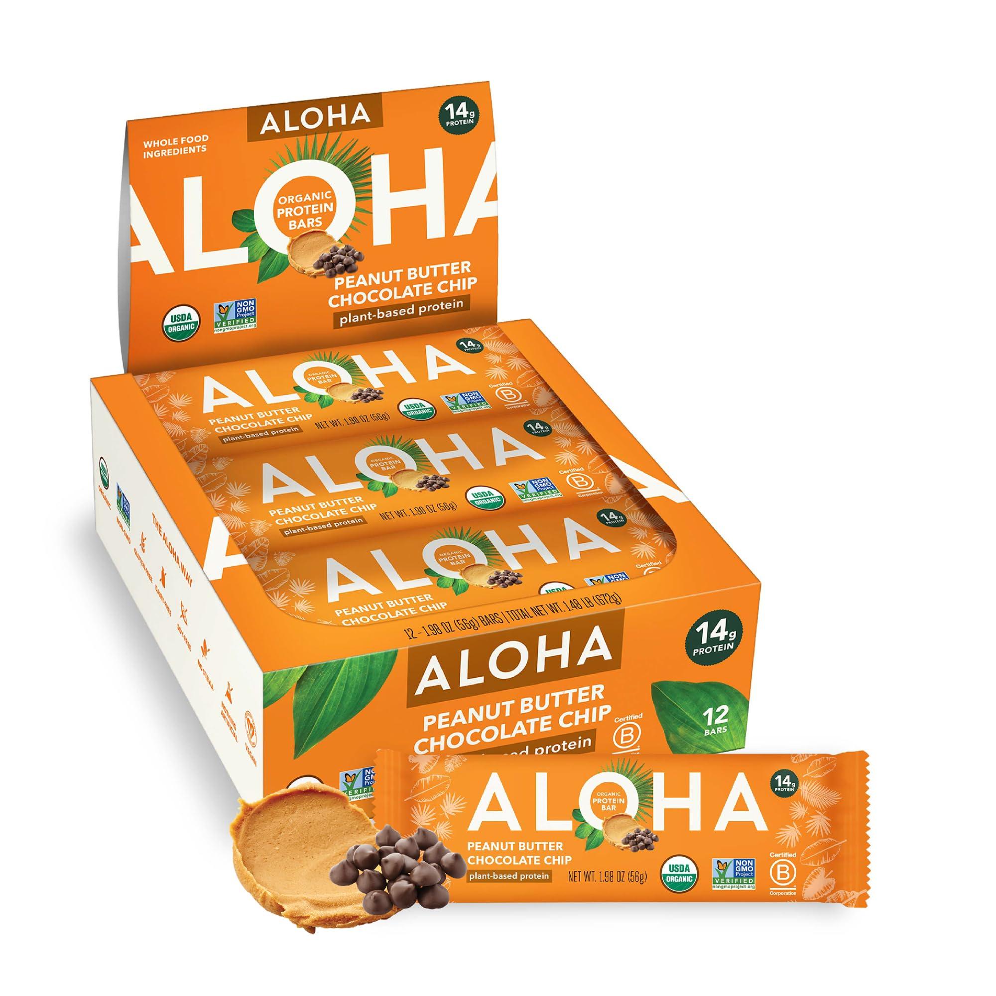 Garden of Life Garden of Life Organic Vegan Protein Powder, Protein Bars Bundle Raw Organic Plant Based Protein with Probiotics & ALOHA Peanut Butter Chocolate Chip Bars (12 Count)