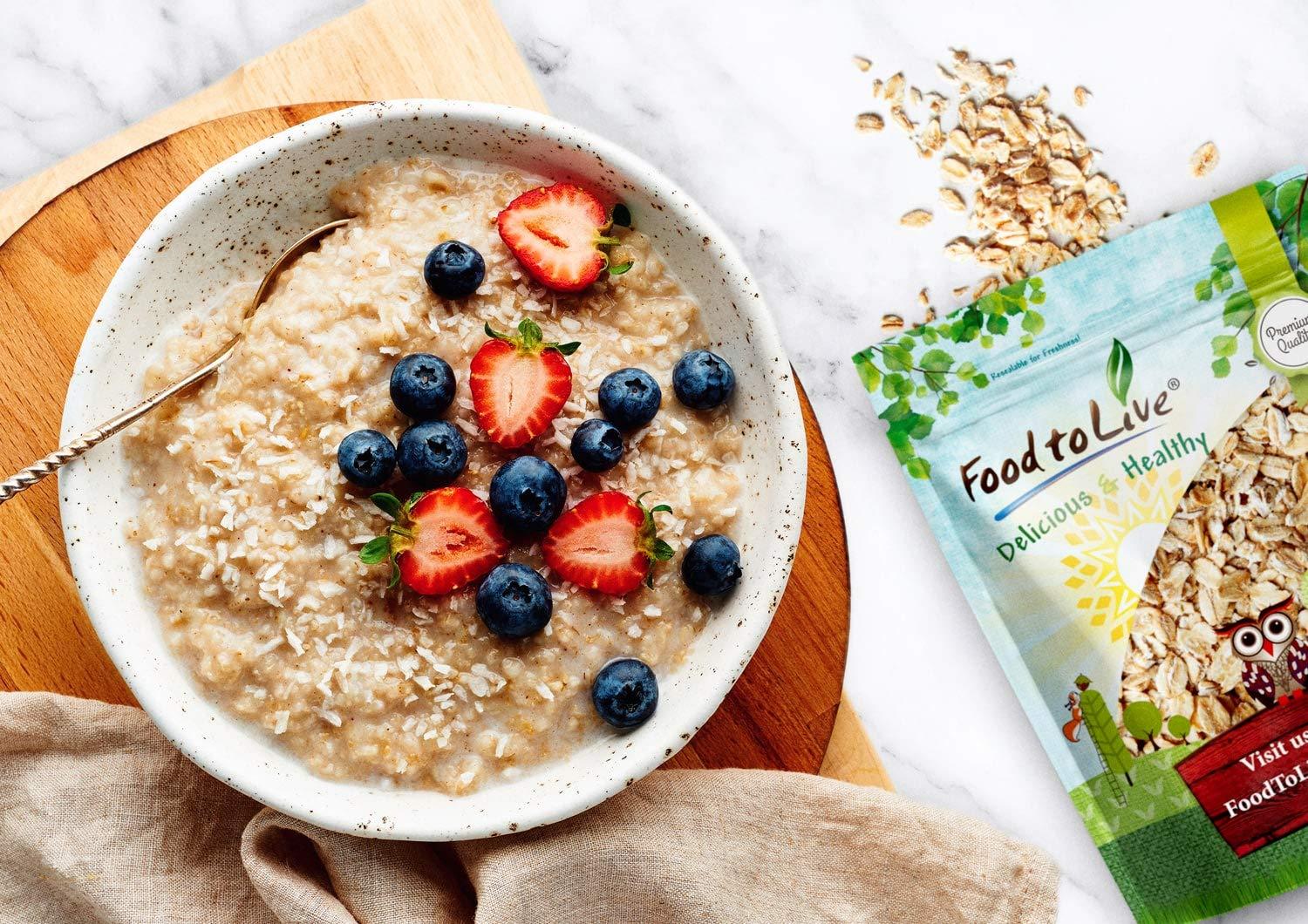 Food to Live Food to Live Quick Cooking Rolled Oats, 1 Pound One Minute Oatmeal, Whole Grain, Instant Meal, Dry Thin Flakes, Uncooked, Raw Whole Foods, Vegan, Kosher, Bulk.Great for Breakfast Cereal
