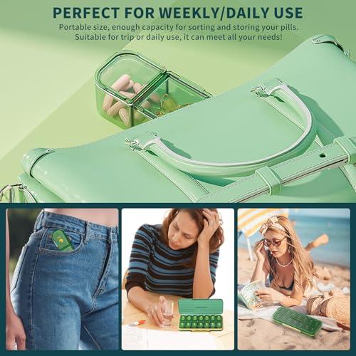 OFIDUS OFIDUS 14 Cells 2 Times a Day Weekly Pill Organizer - Moistureproof AM/PM Daily Cute Pill Box, Removable Separate Cell 14 Days Pill Case Suitable for Women Men Travel Jewelry & Everyday(Blue)
