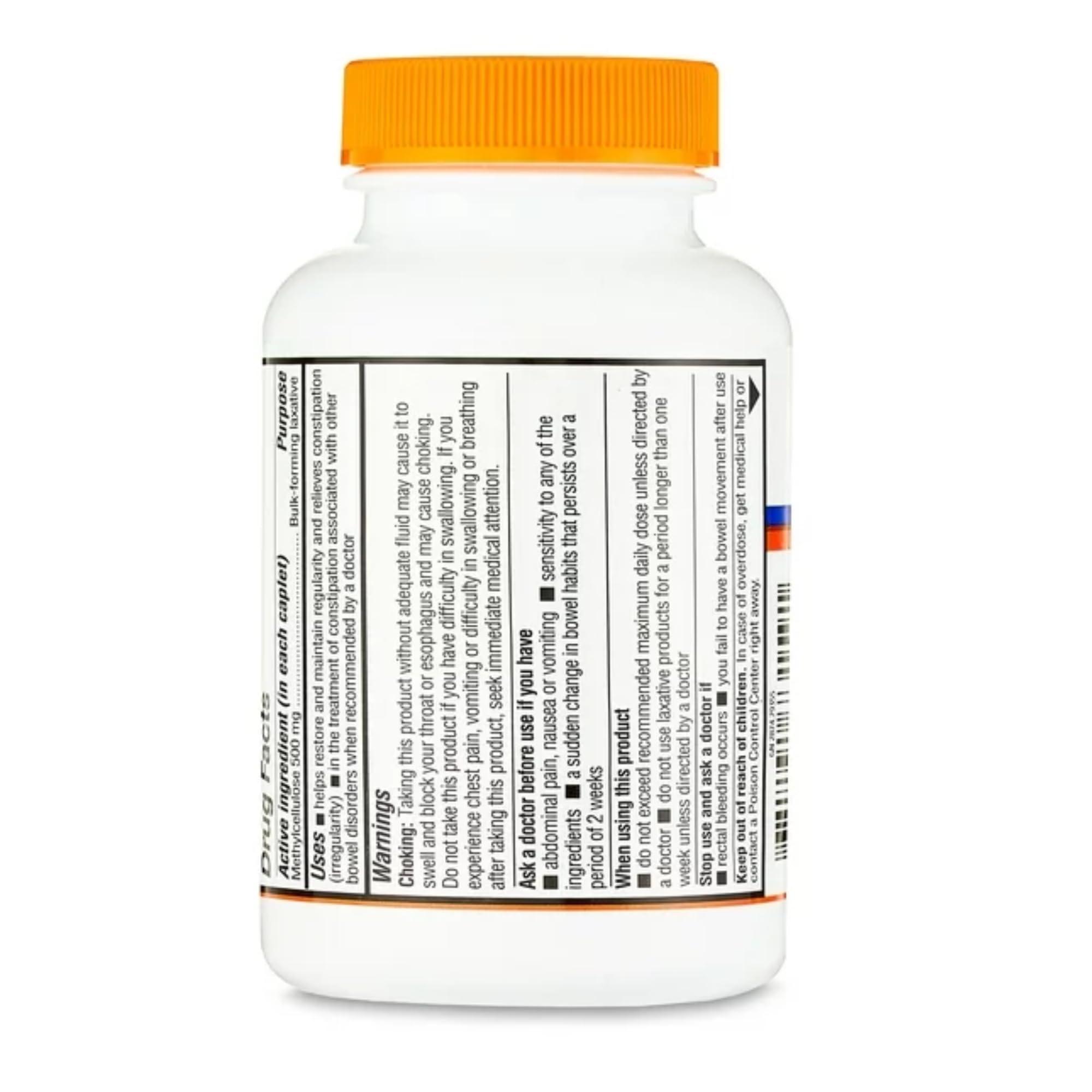 AMCIENT AMCIENT Equate Fiber Therapy Methylcellulose Fiber Caplets 500 mg 100 Count (Pack of 2) Bundle with Reusable Food Pouch