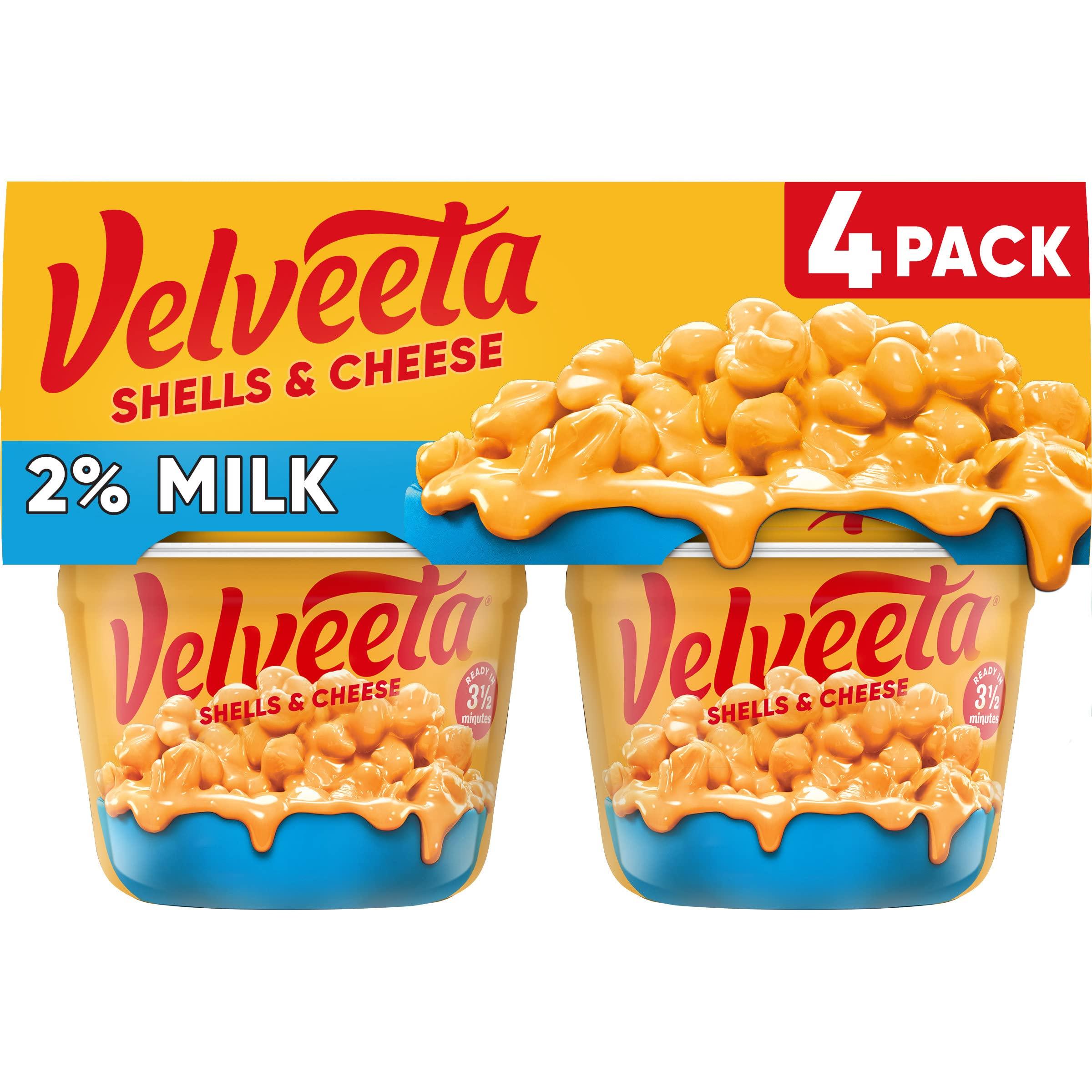 Velveeta Velveeta Shells & Cheese Microwaveable Shell Pasta with 2% Milk Cheese, 4 ct Pack, 2.19 oz Cups