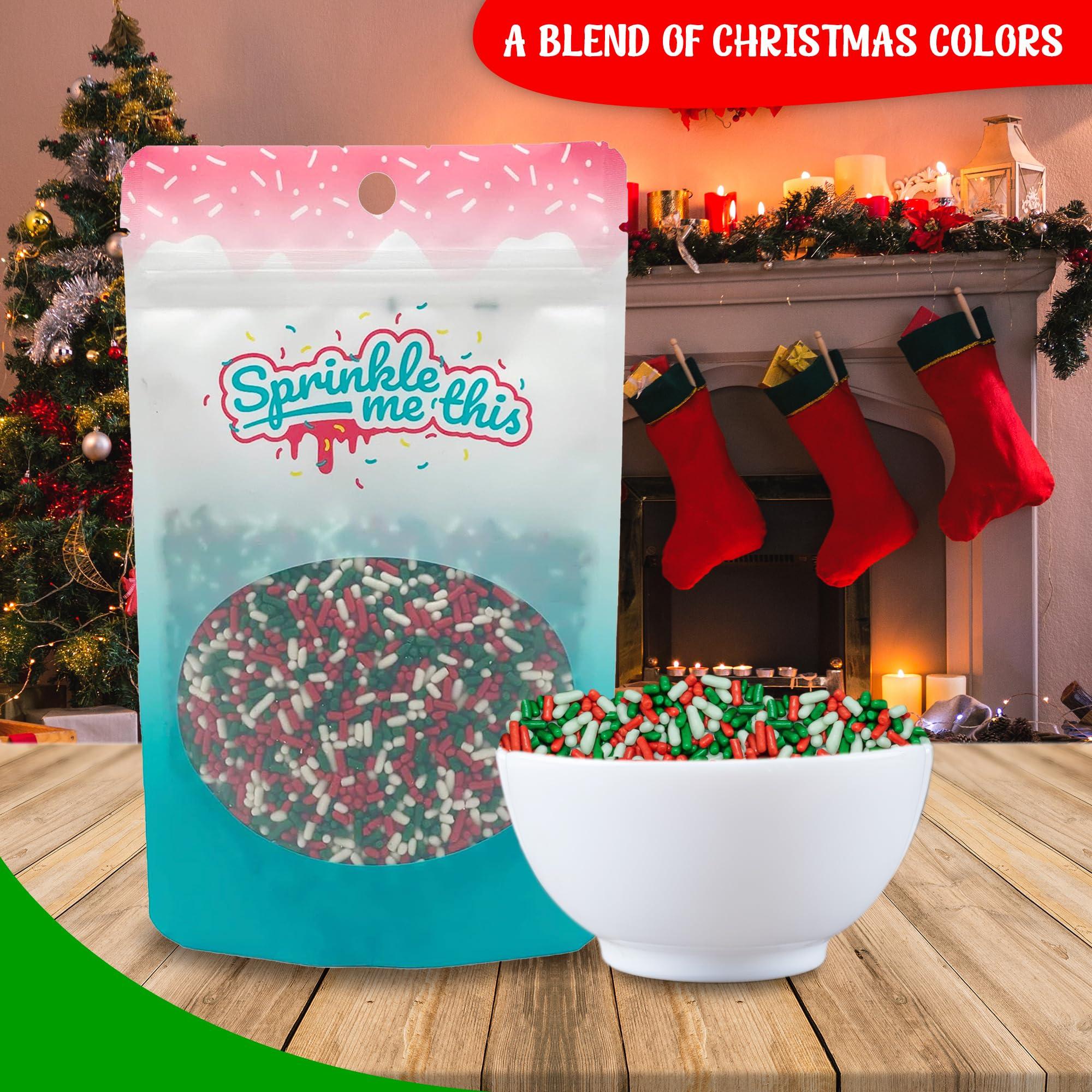 Sprinkle Me This Christmas Sprinkles - Holiday Sprinkles For Baking And Decorating - A Variety Of Bulk Sprinkles Sure To Fit Every Baking Need For The Holidays - 4 Ounce Variety (Christmas Jimmies)