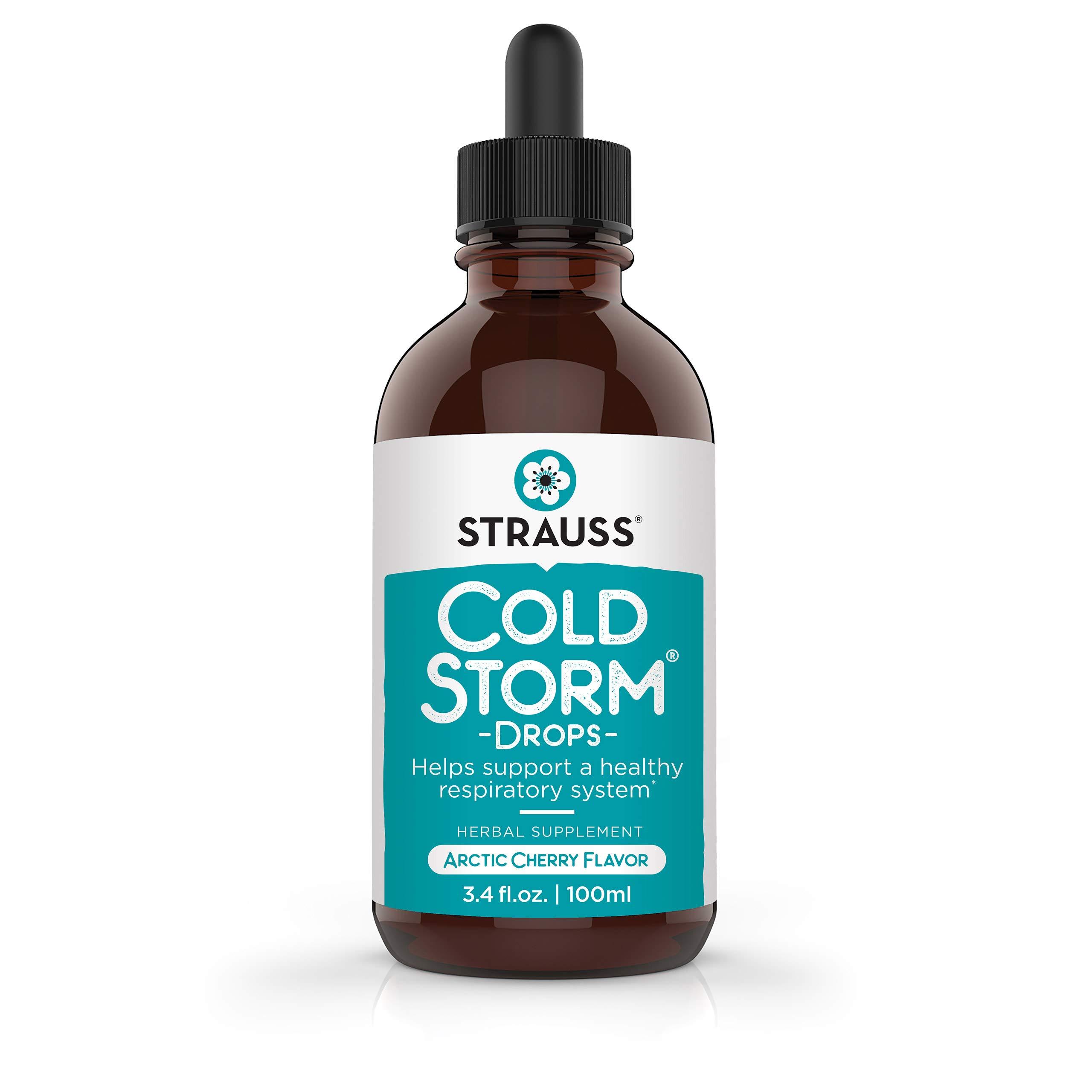 Strauss Heartdrops Strauss Naturals Coldstorm Drops – Immune & Respiratory Systems Support Supplements with Arctic Cherry Flavor, Natural Formula, Gluten-Free, Soy-Free, and Non-GMO, 3.4 fl oz