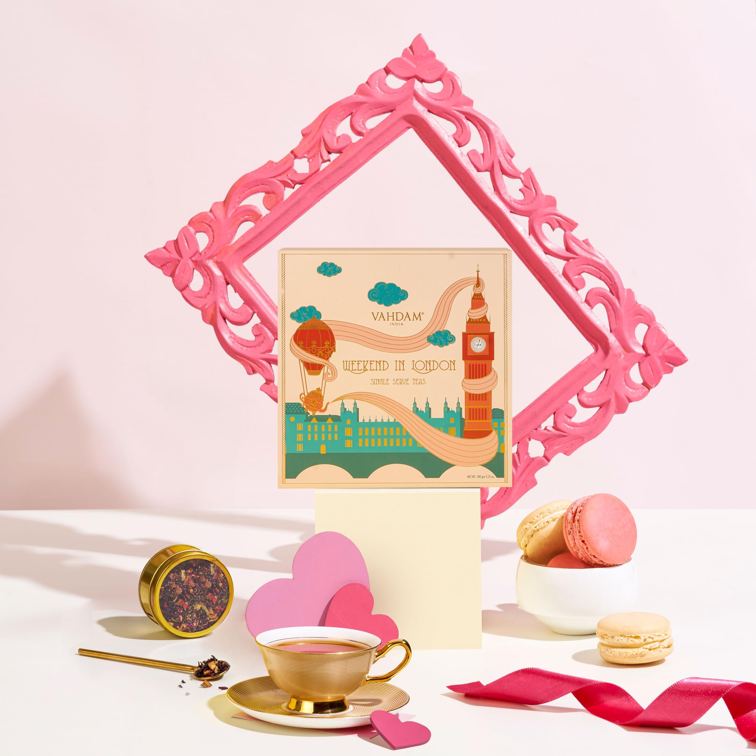 VAHDAM VAHDAM, Weekend in London Valentines Day Tea Gift Set - 9 Loose Teas | Tin Caddy Travel Edition Gift Box | Valentines Day 2025 Gift Ideas for Women & Men | Gluten Free, Non GMO