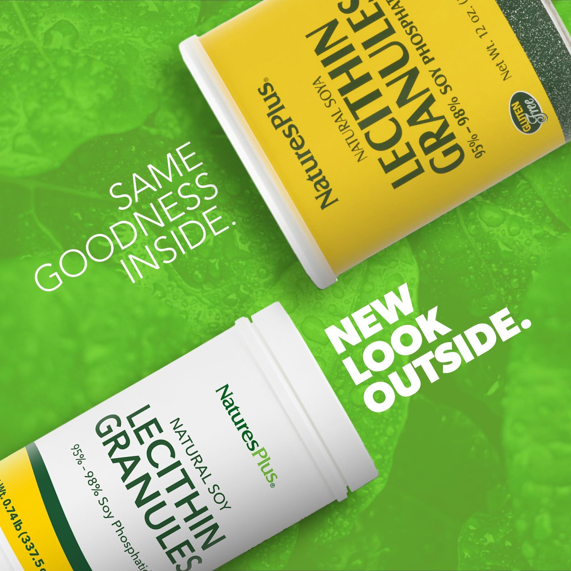 Nature's Plus NaturesPlus Lecithin Granules - 95% Soy Phosphatides, 12 oz - Lecithin Powder Supplement, Pleasant-Tasting, Oil-Free - Vegetarian, Gluten-Free - 45 Servings