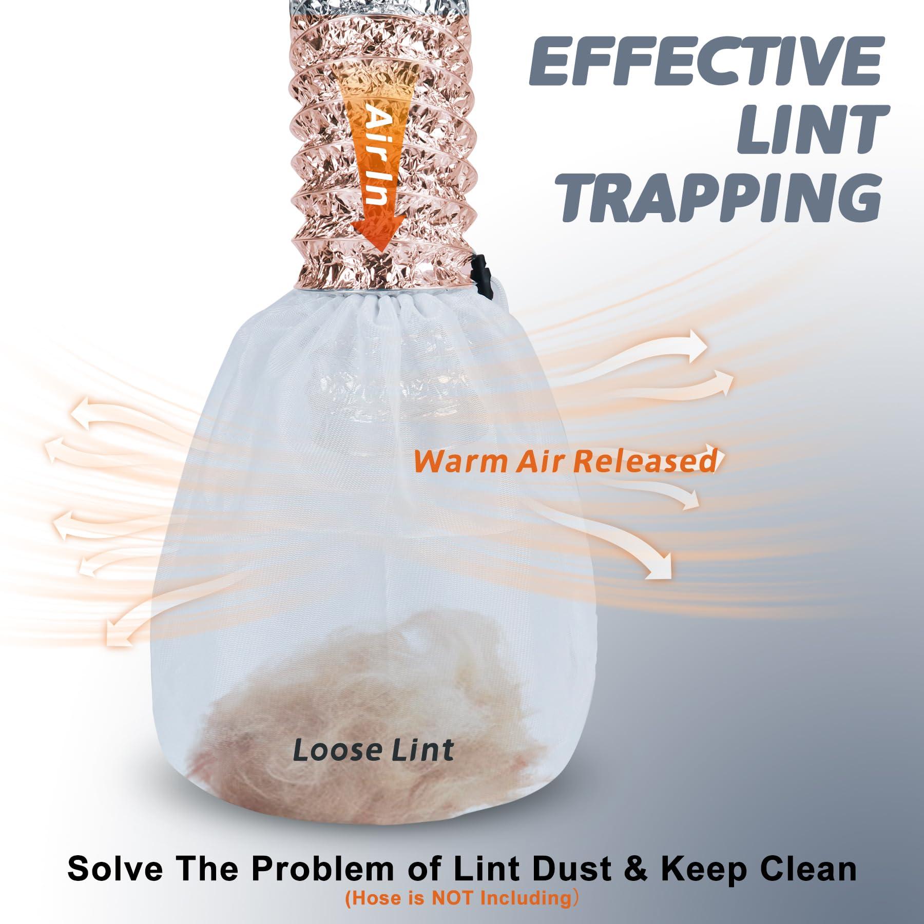 Flamorrow Flamorrow 2 Pack Dryer Vent Lint Bags, Lint Traps for Indoor Outdoor Dryer Vents, Lint Dust Bag Capturing Lint and Dust