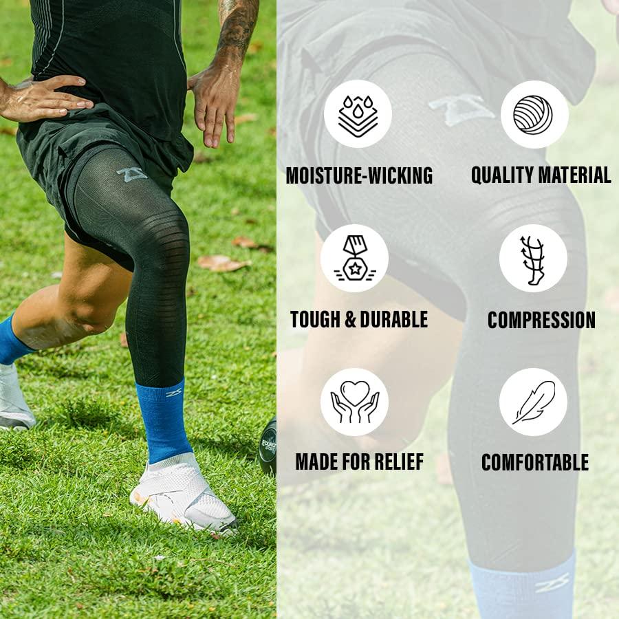 Zensah Zensah Full Leg Compression Sleeve - Long Full Length Support for Thigh, Knee, Calf for Men, Women, Running, Basketball, Football (X-Large, 1 Pair - Heather Grey)