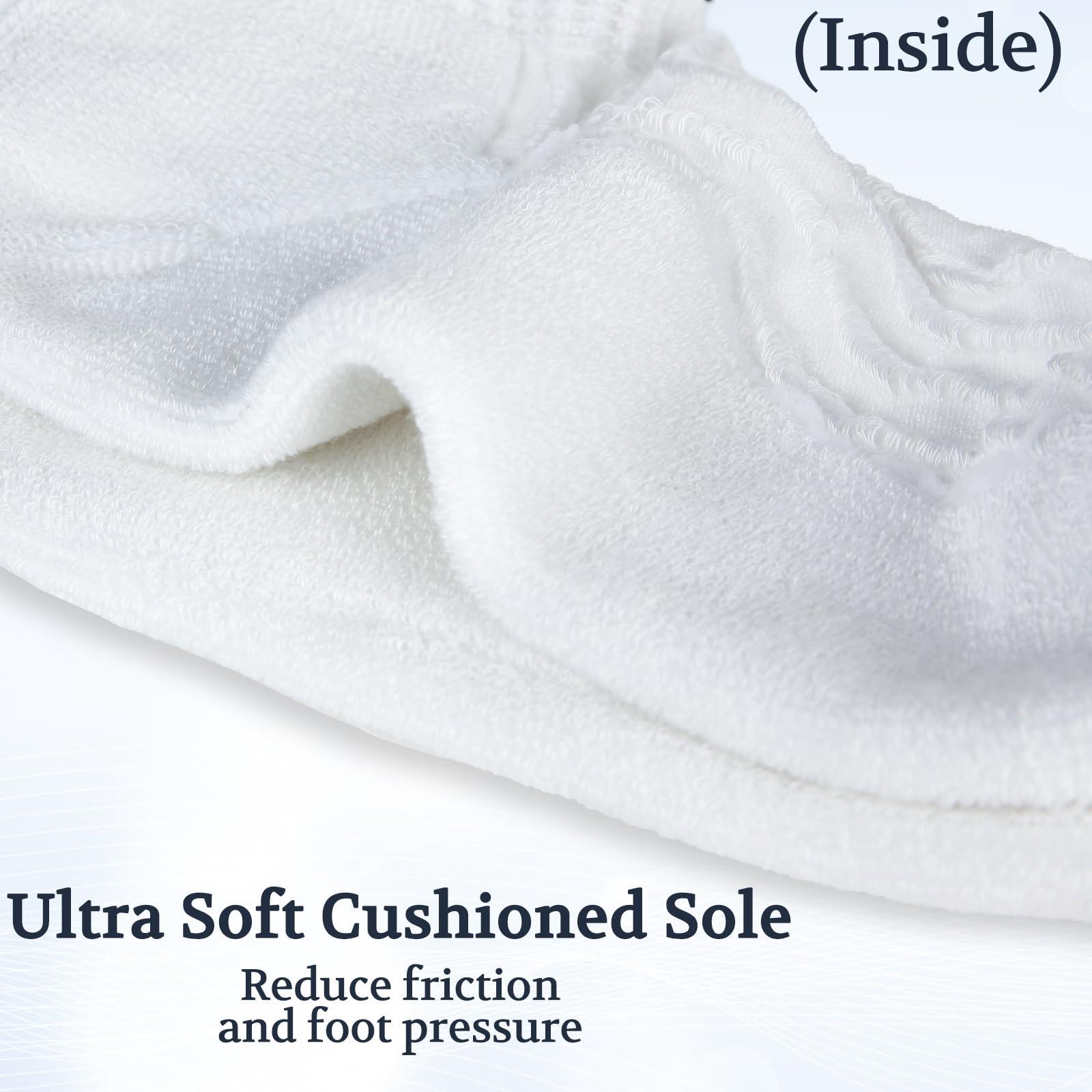 +MD +MD Diabetic Socks for Men Women-6 Pairs, Non-Binding Extra Wide Ankle Socks, Circulator Socks for Edema 10-13 White