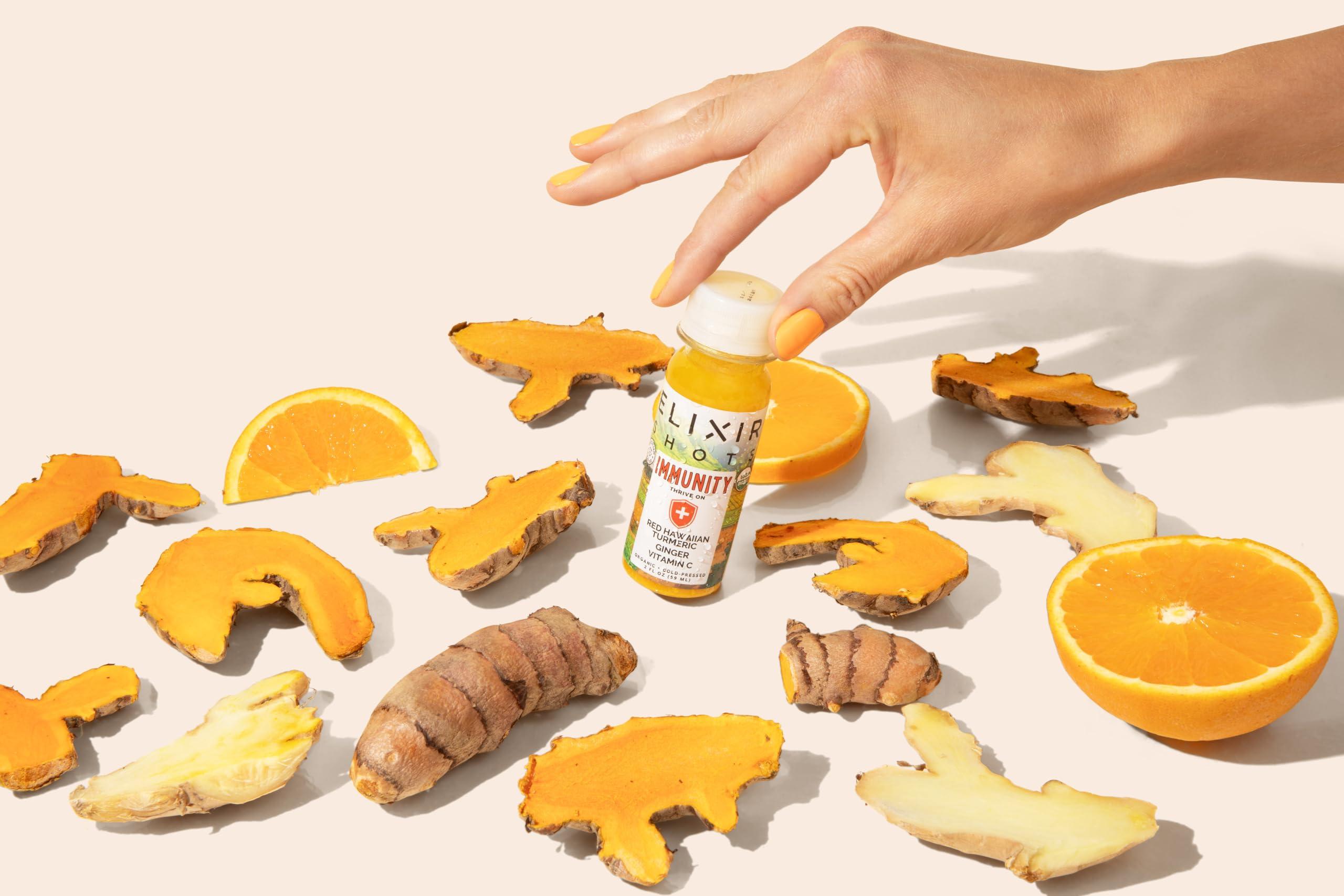 Elixir Shots Elixir Shots, Immunity Boost Wellness Shot with Cold-Pressed Turmeric, Ginger, Orange and Black Pepper, No Added Sugars or Artificial Ingredients,12-pack