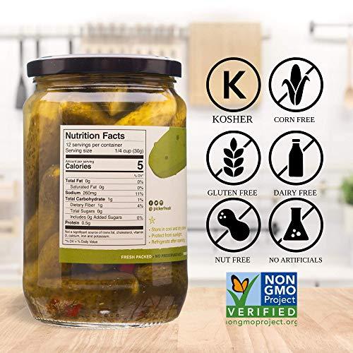 Pickerfresh Pickerfresh Kosher Dill Wholes - Large Whole Pickles - Simple Ingredients - Non-GMO, No Artificial Color & No Preservatives - 24 oz