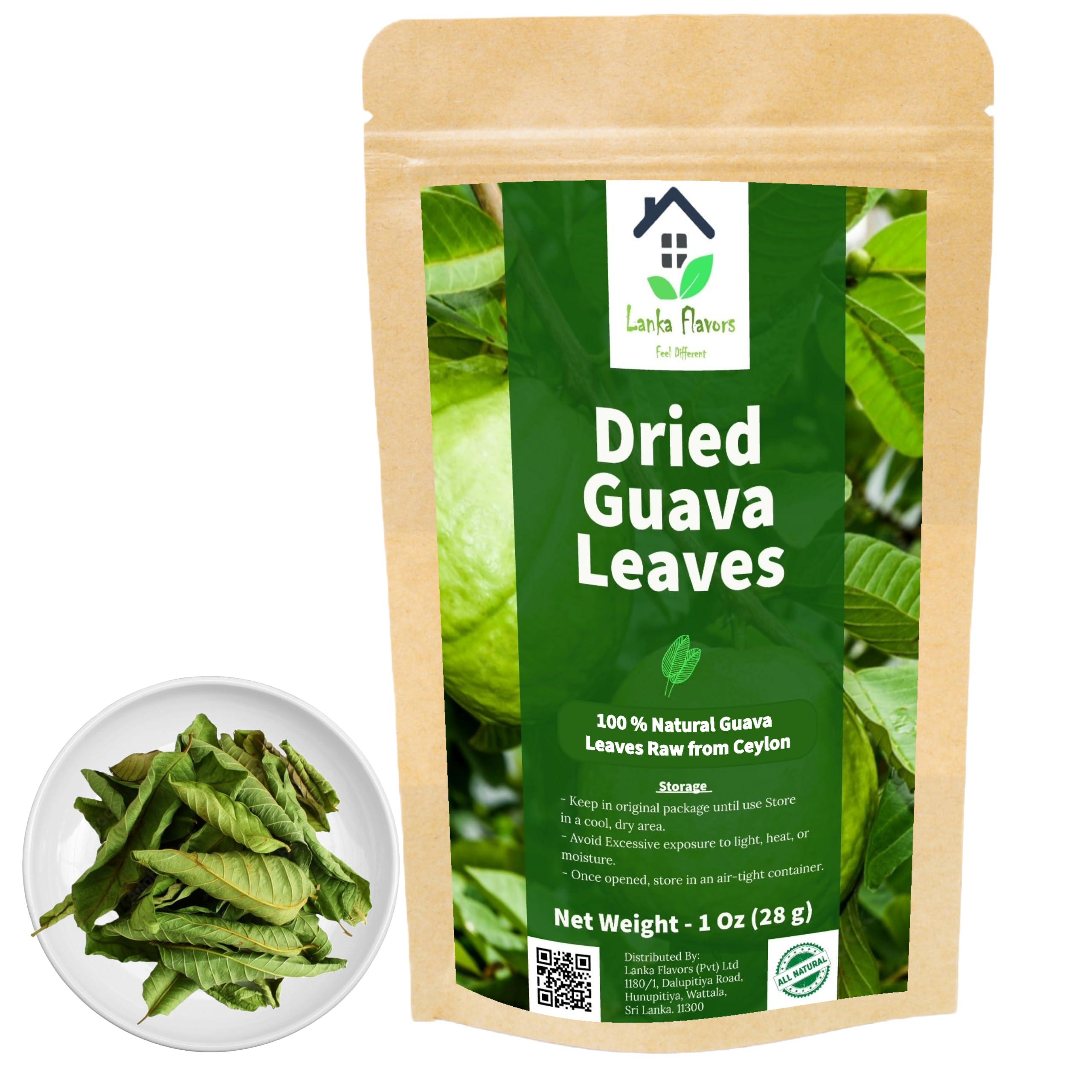 Lanka Flavors Feel Different Dried Guava Leaves 1 Oz (28g) Hojas De Guayaba Herbal Tea Natural Organic Air Dried Whole Leaf Harvested from Ceylon - Lanka Flavors Feel Different