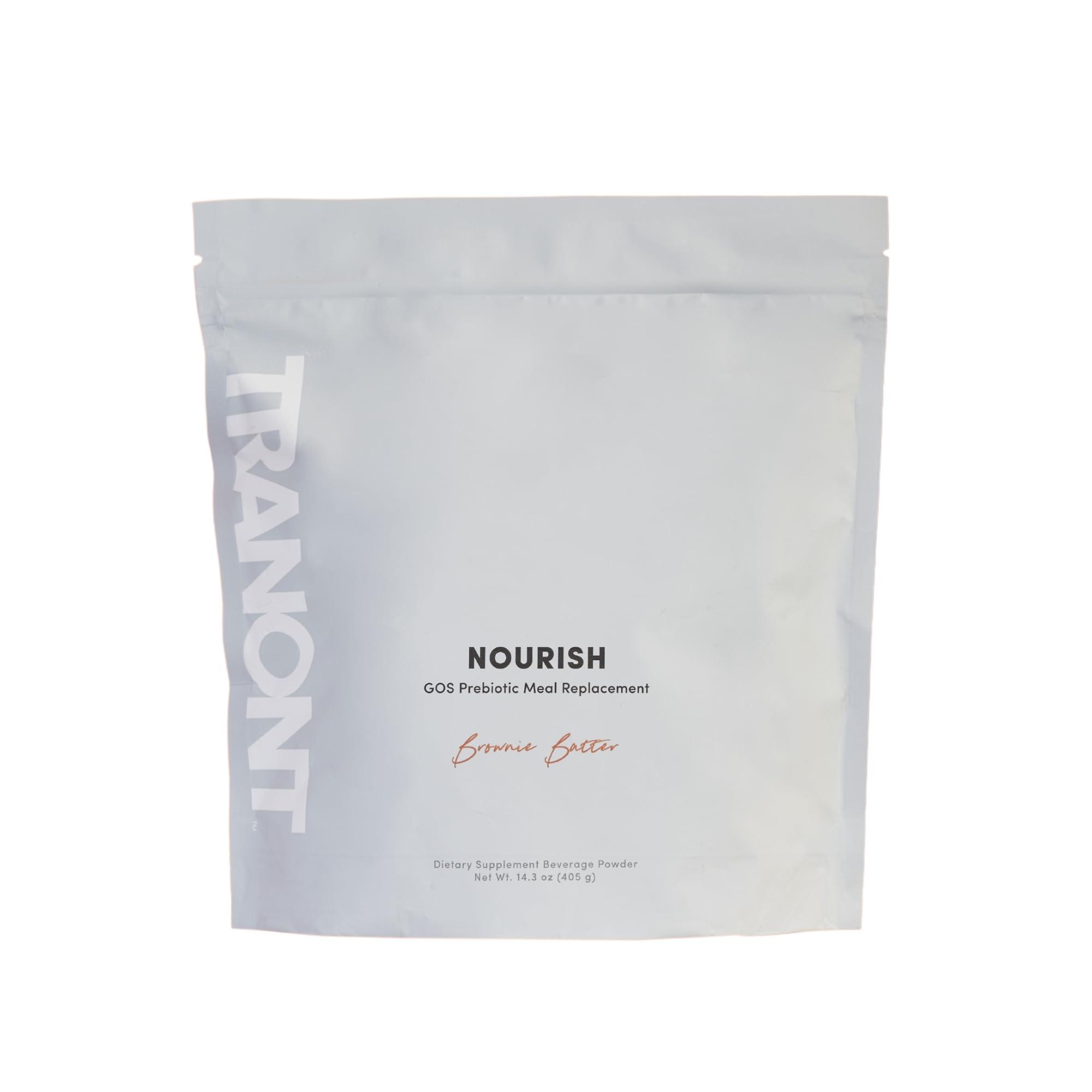 Tranont Tranont Nourish GOS Prebiotic Meal Replacement Shake | Brownie Batter Flavor | 14.3 oz | Supports Gut Health & Skin Care | Packed with Vitamins & Minerals | Vegan | Protein Powder | Vitamin C and B