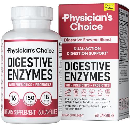 Physician\'s CHOICE Physician\'s CHOICE Digestive Enzymes - Multi Enzymes, Organic Prebiotics & Probiotics for Digestive Health & Gut Health - for Meal Time Discomfort Relief & Bloating - Dual Action Approach - 60 CT