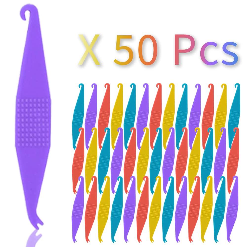 PISSION 50 Pack Braces Rubber Band Tool Dental Elastic Rubber Bands Placers for Braces Disposable Plastic Orthodontic Elastic Placers (50 Count)