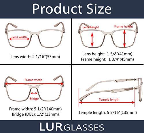 LUR READING GLASSES 5 pack Large Frame Readers +2.50