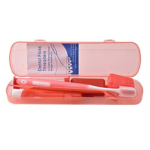 Angzhili Angzhili Portable Orthodontic Toothbrush Kit for Orthodontic Patient Orthodontic Care Kit for Braces Interdental Brush Dental Wax Dental Floss Toothbrush Box Oral Care Kit Dental Travel Kit(Red)