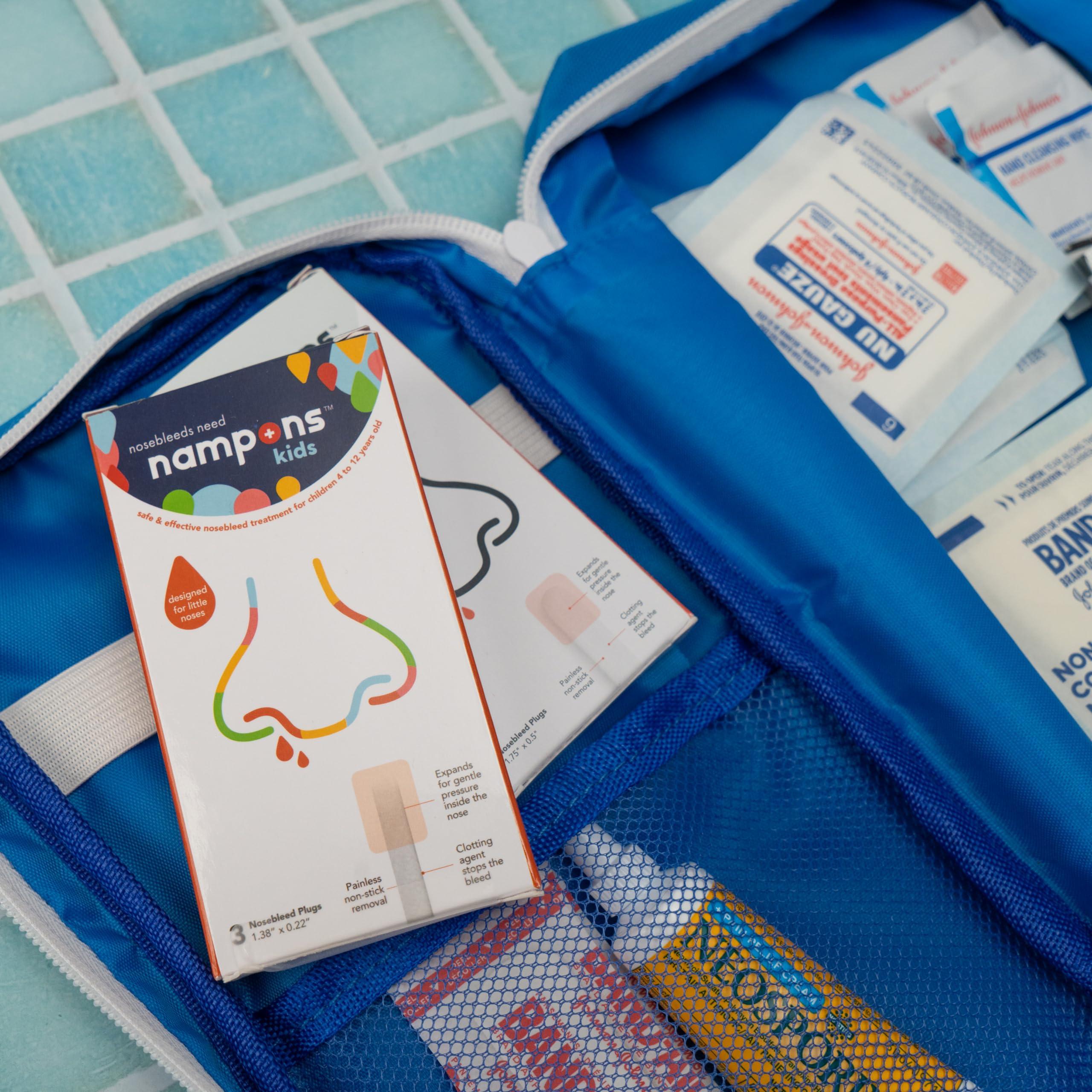 Nampons Nampons Kids Nosebleed Stoppers - 12 Easy to Use Nose Bleed Stopper Plugs Kit for Kids. Trusted by Pediatricians. Hypoallergenic Clotting Agent Stops Nosebleeds Fast On Contact. Safe and Pain-Free