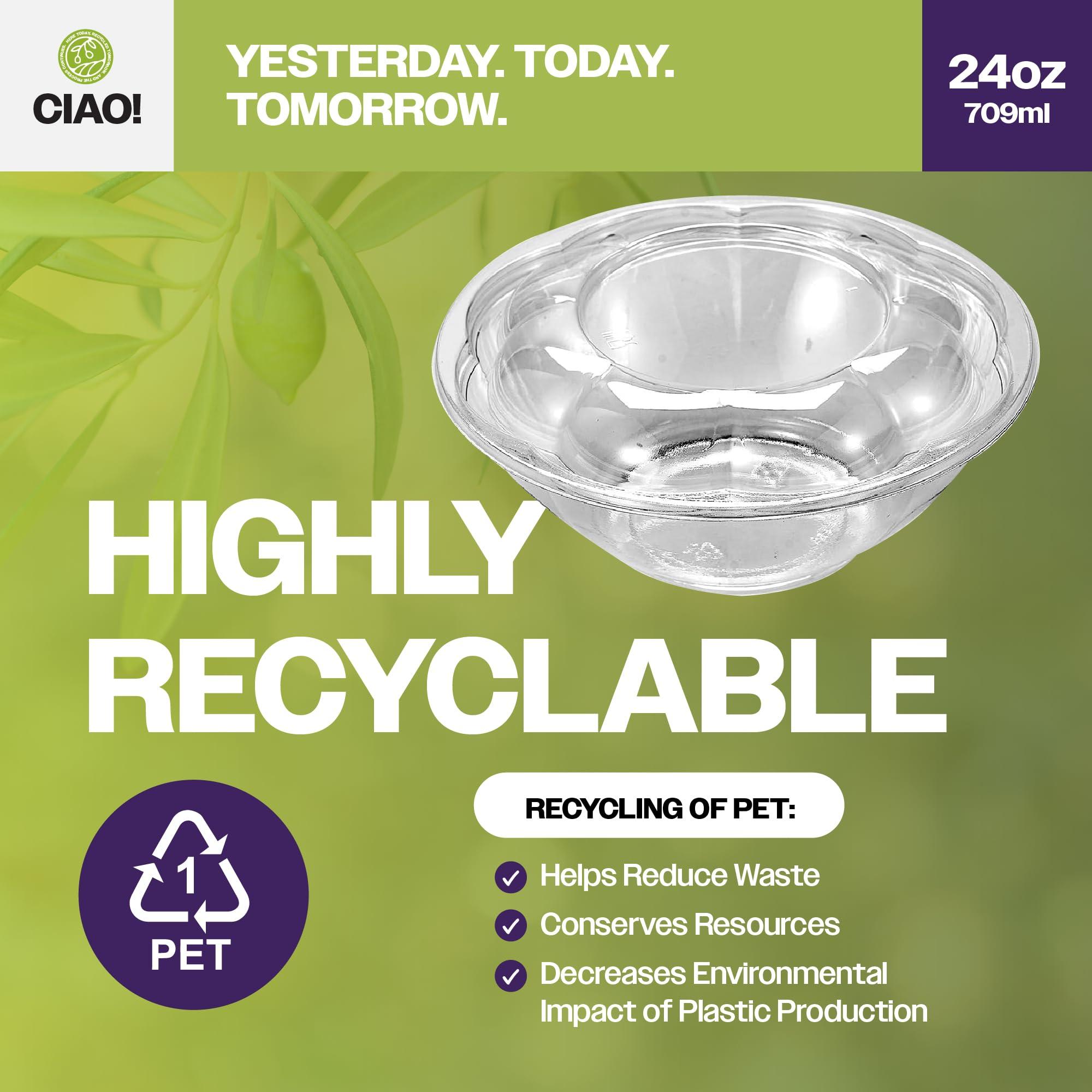 CIAO! CIAO! 18 oz Clear PET Fruit and Salad Bowl with Rose Dome Lid (150/case)