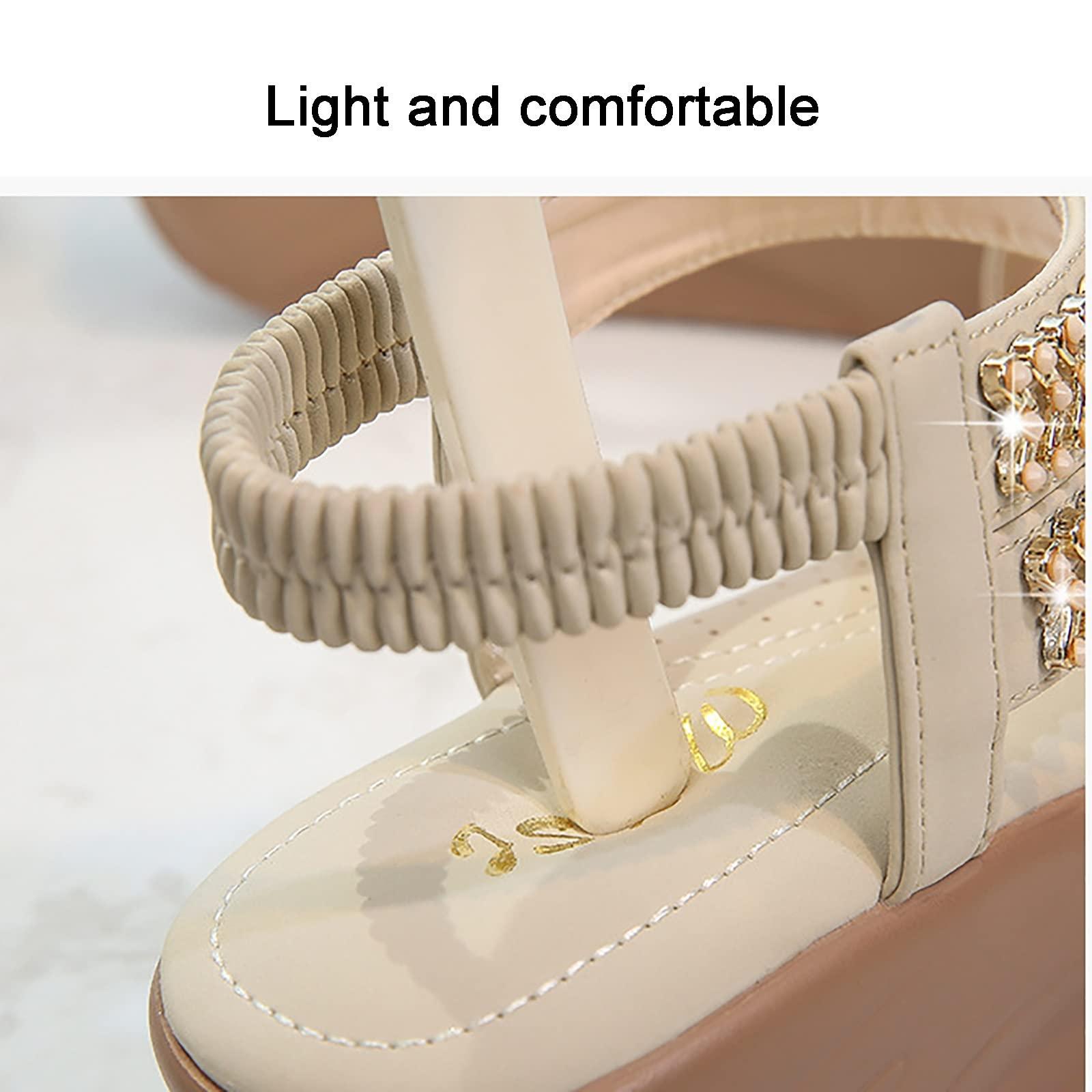 CLSQLXYJZC Summer Round Toe Sandals for Women, Fashion Platform Wedge Rhinestone Women's Orthopedic Bunion Corrector Sandals, for Soft Big Toe Foot Correction Sandal ( Color : Brown , Foot length : 25.5cm )