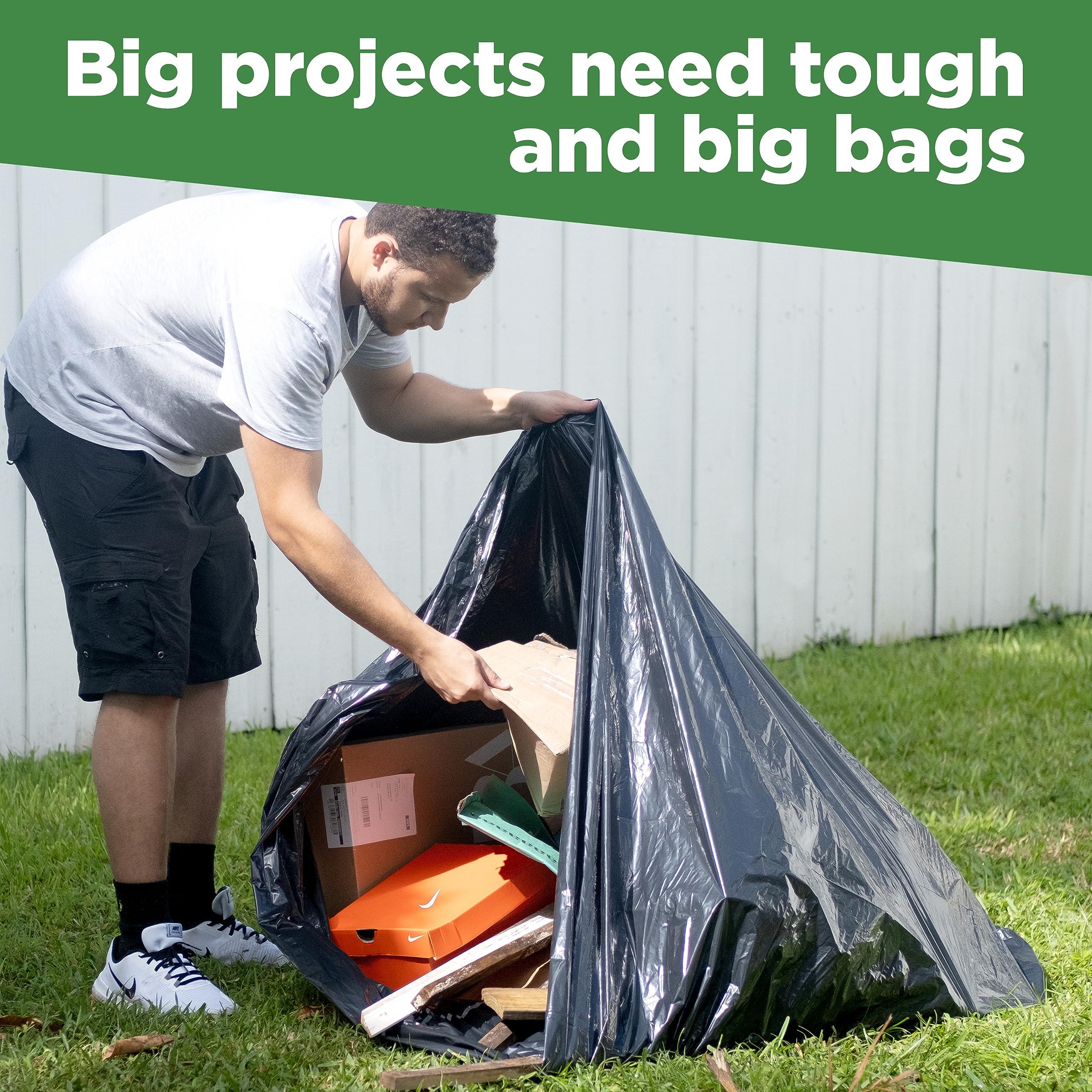 ToughBag ToughBag 95-96 Gallon Extra Large Trash Bags, 61x68 Black Garbage Can Liners, 1.2 Mil Thick (25 COUNT), Heavy-Duty 96 Gallon Trash Can Liners - Made In USA