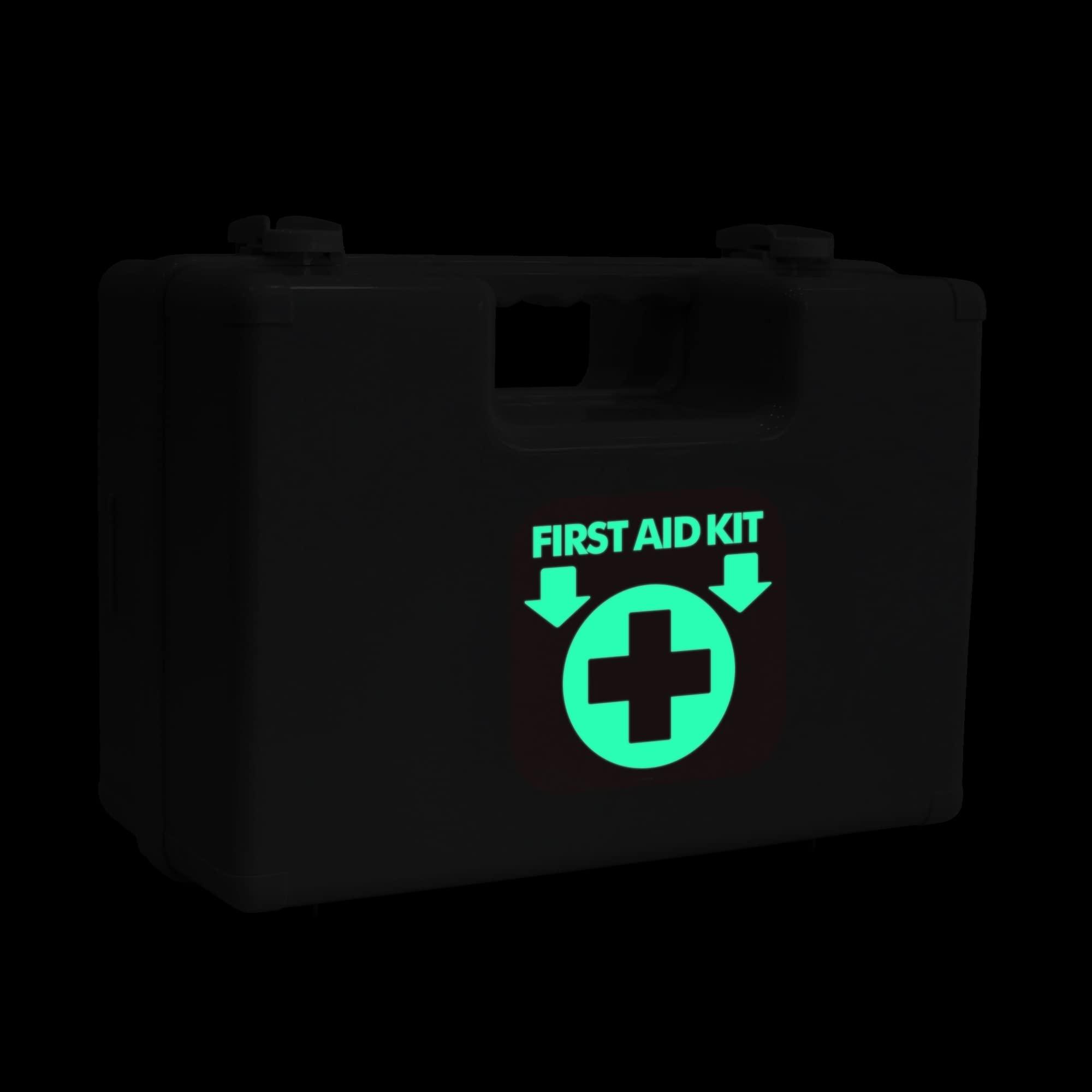 SMASMILE First Aid Kit Sign Glow in The Dark 4 Pack 6\"x 6\"First Aid Kit Inside Signs Stickers Photoluminescent, Glows for Up to 8 Hours
