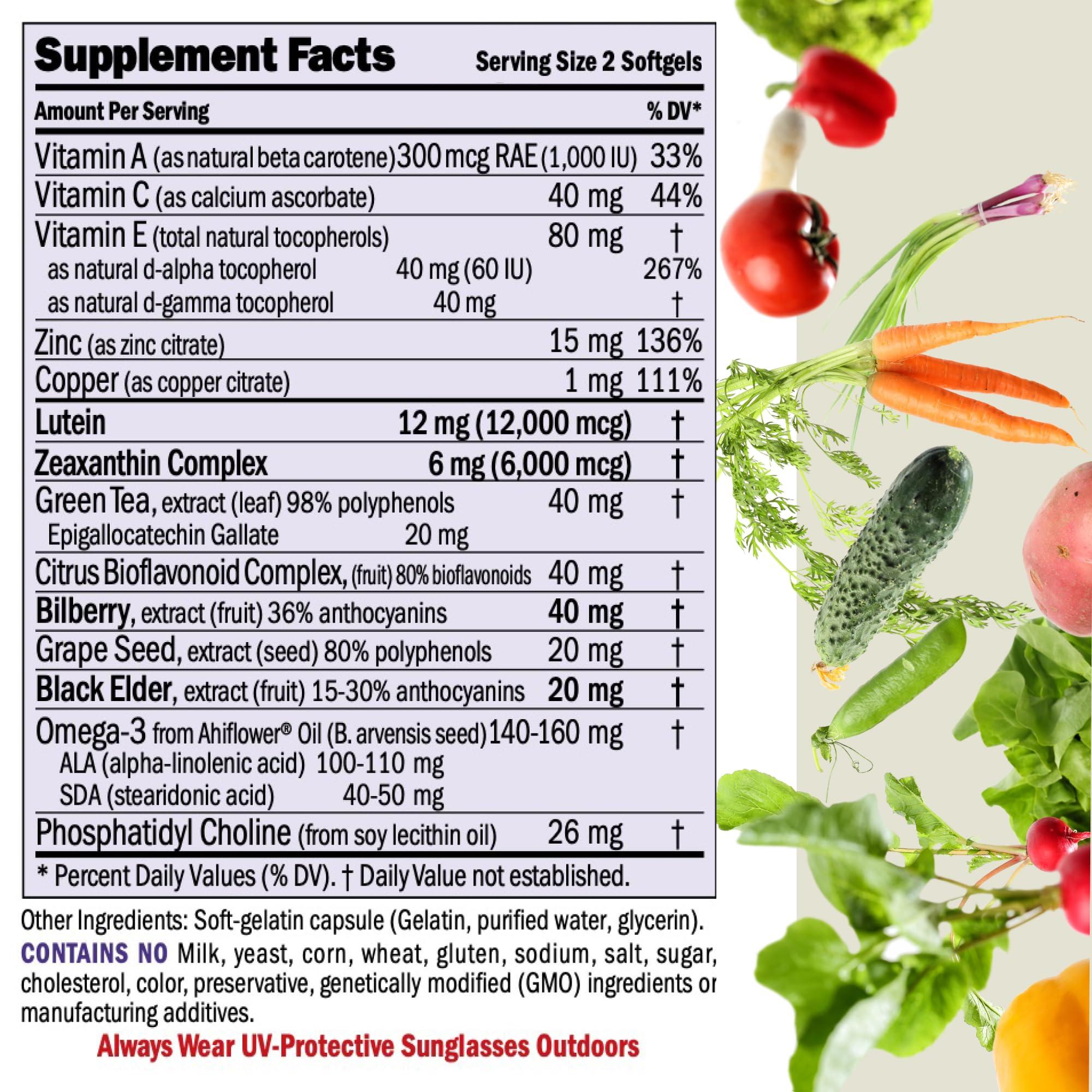 ANDREW LESSMAN ANDREW LESSMAN Ultimate Eye Support 180 Softgels - 12mg Lutein, 6mg Zeaxanthin, Bilberry, Key Nutrients to Support Eye Health and Promote Healthy Vision. No Additives. Easy to Swallow Softgels