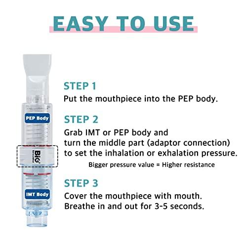BIG BREATHE Bigbreathe IMT/PEP | Three-Mode Breathing Exerciser for Seniors, Smooth Mucus Removal, Lung Expanding Device, Easy to Use and Clean