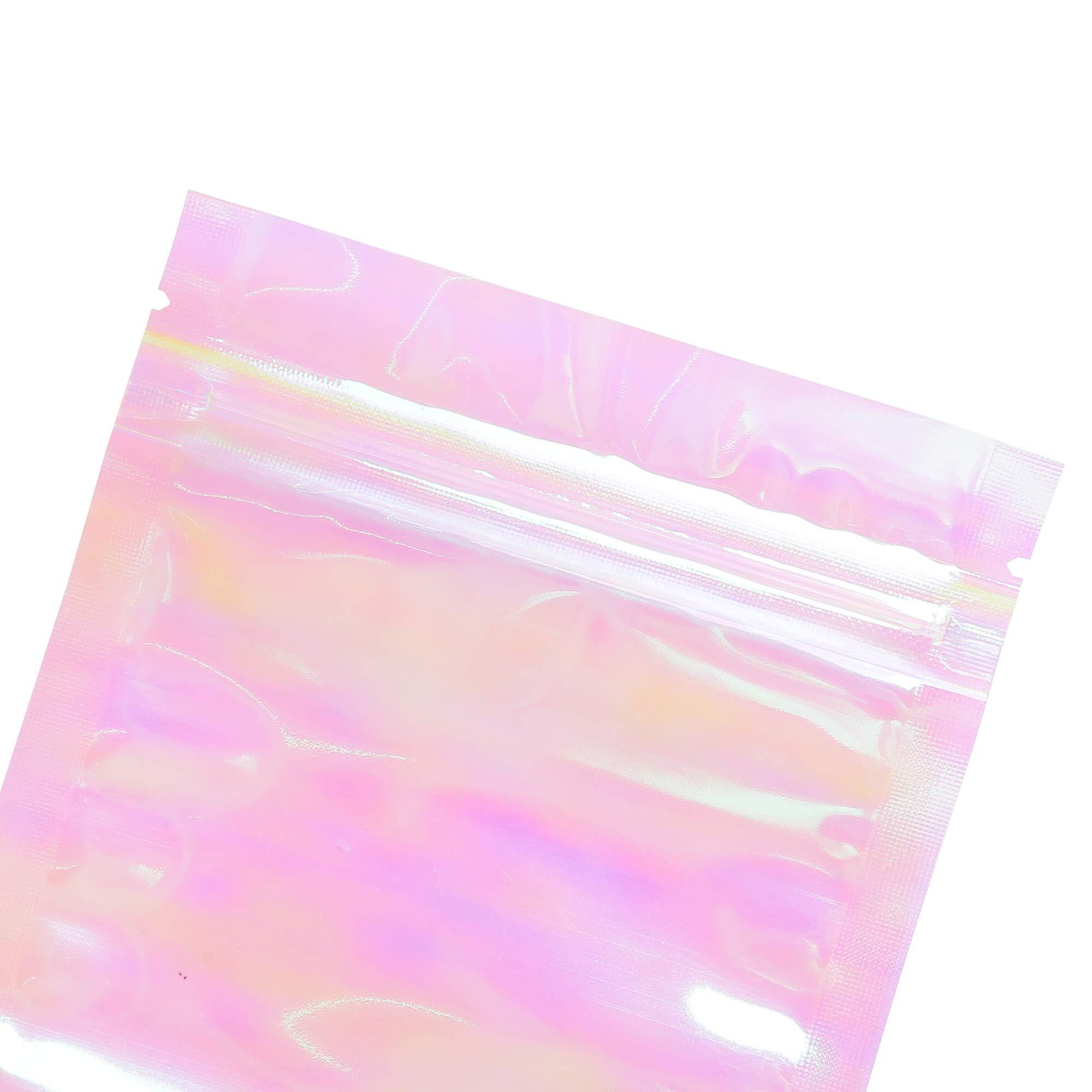 QQ Studio QQ Studio Clear Food Bags for Chocolate, Holographic Snack Bag, Double-Sided Plastic Baggies, Zipper Seal Pouch for Candy, DIY Cellophane Style Candy Kit Packaging Bag (4x6 Inch (Pack of 100 Bags))