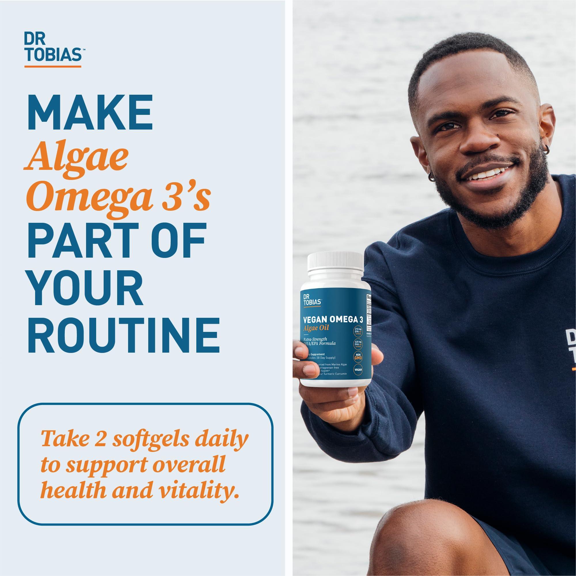 Dr. Tobias Dr. Tobias Vegan Omega 3 Supplement - 1400mg Algae Oil, 420mg DHA, and 210mg EPA per Serving - Non-GMO, Gluten-Free, Carrageenan-Free - 60 Capsules, 30 Servings