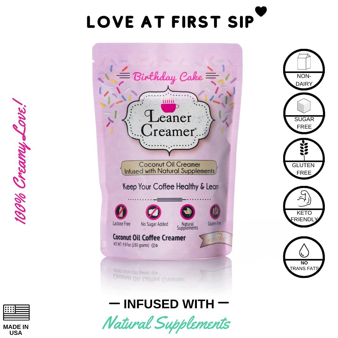 Leaner Creamer Leaner Creamer Non-Dairy Sugar Free Coffee Creamer Perfect Coconut Oil Powder To Naturally Cream and Sweeten Coffee, Smoothies, Protein Shakes & More! Ideal Flavoring For All Diets