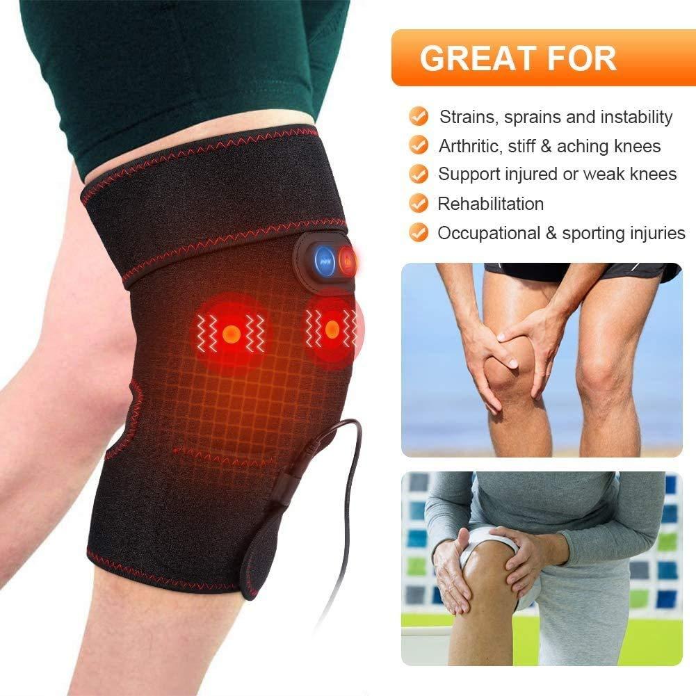 okuya 2-in-1 Arthritis Pain Relief Knee Brace, Heated Knee Support for Arthritis, Knee Heating Pad for Hot or Cold Therapy Keep Warm, Electric Wrap for Pain Relief and Massage