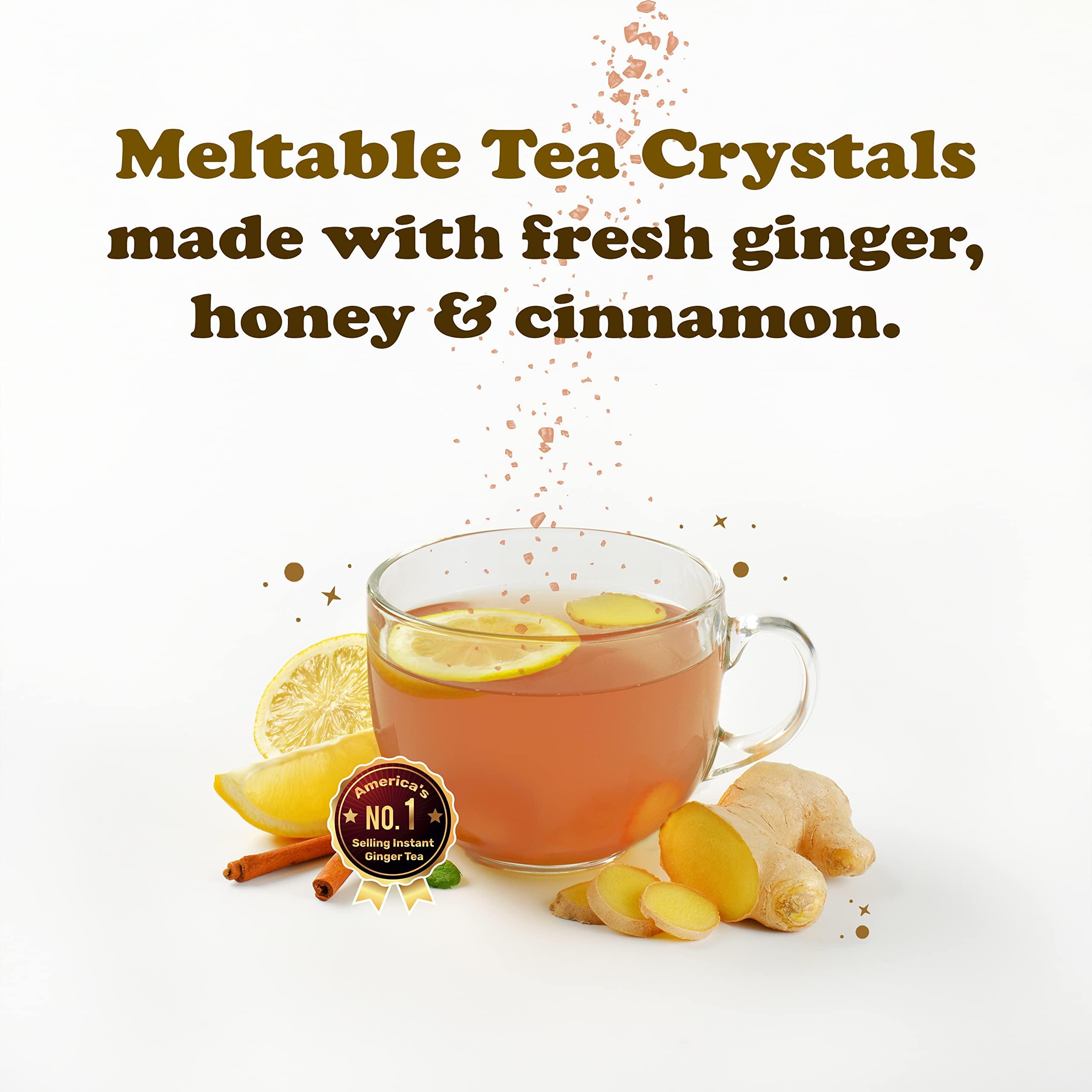 Pocas Pocas Honey Ginger Tea - Instant Tea Powder Packets with Cinnamon & Ginger Honey Crystals Tea, Non-GMO/Gluten Free/Caffeine Free Tea, 20 Count